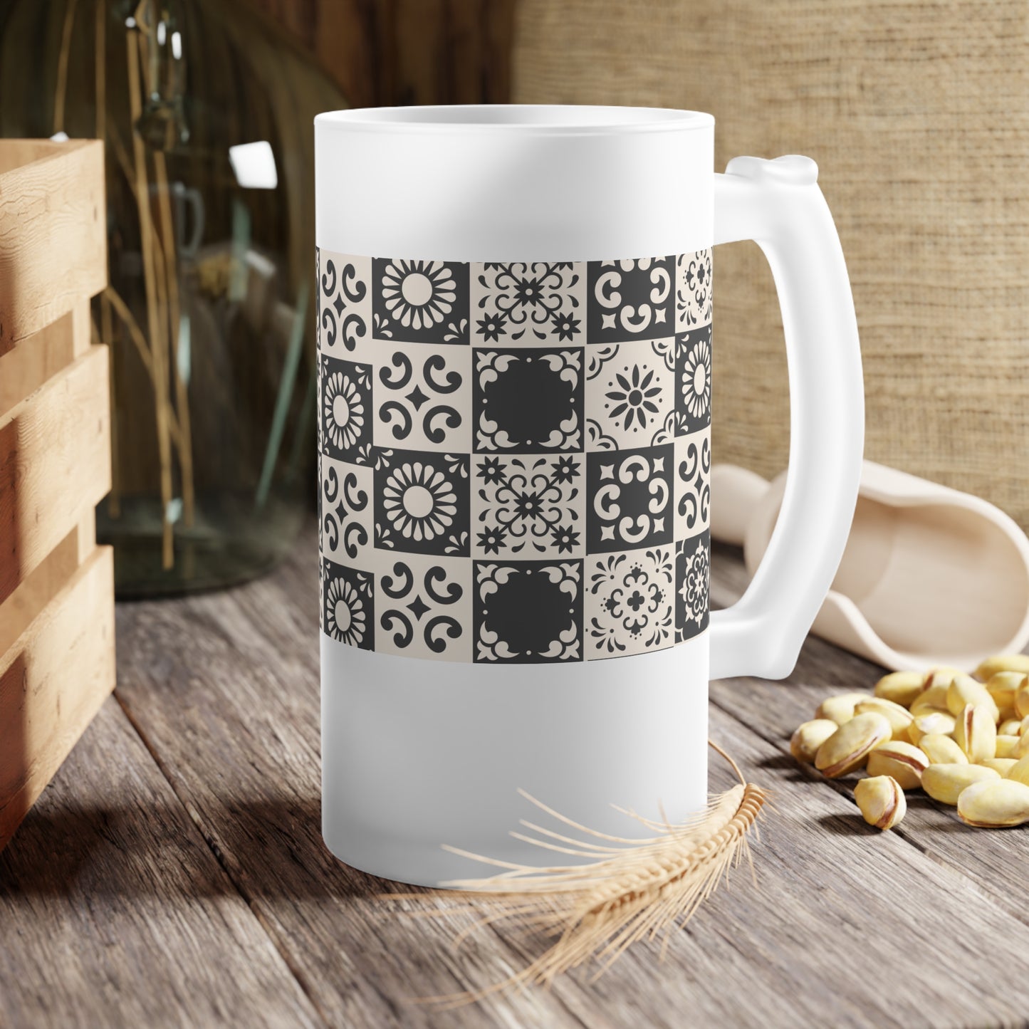 Frosted Glass Beer Mug_ Stylish Sipping Essential_ N2 Series FGBM PT2WW003_ Limited Edition by WesternWaves