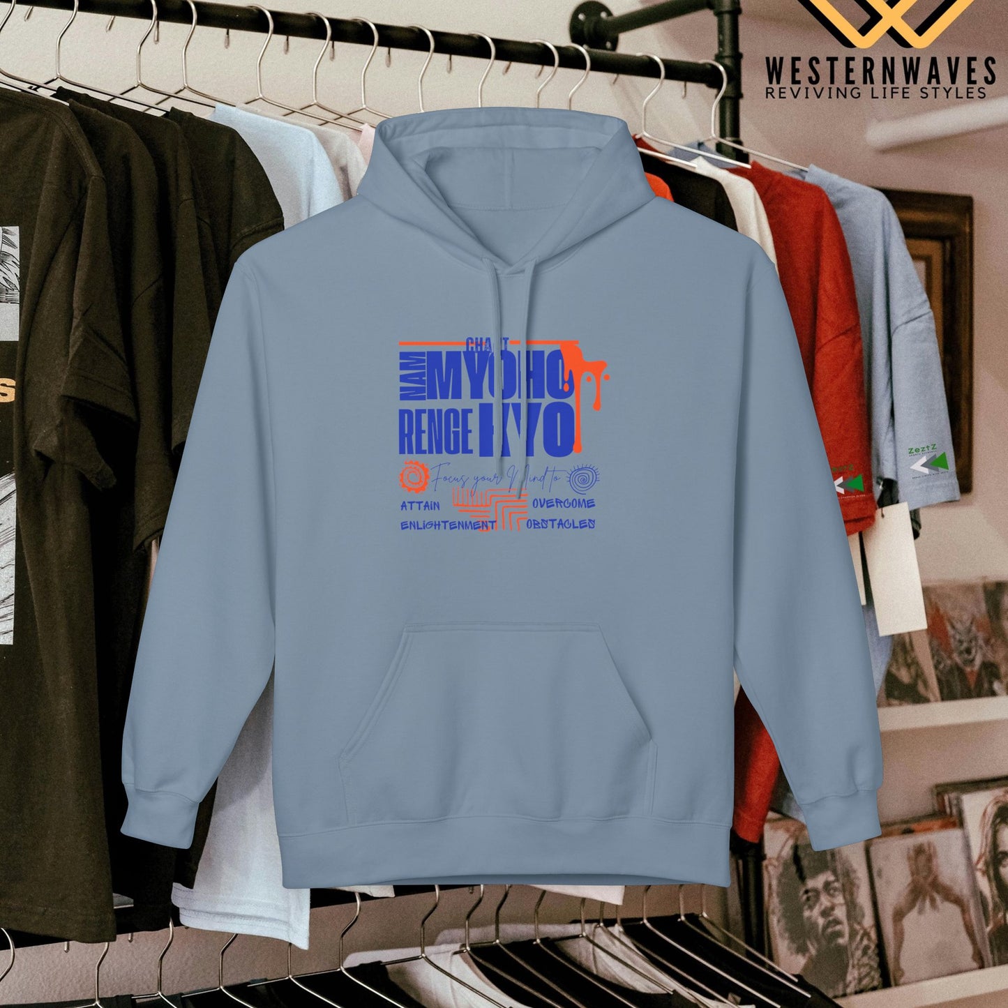 Unisex Midweight Softstyle Fleece Hoodie_ N3+ Series USMWSSFH PT2WW003_ Limited Edition Luxuriously Soft 100% Cotton Face by WesternWaves: