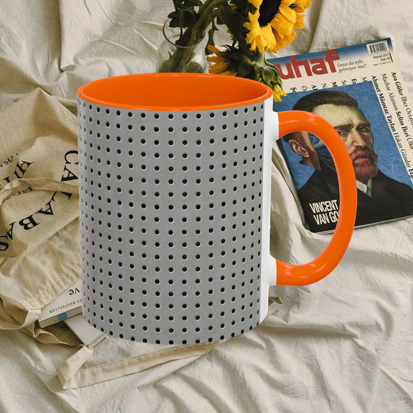 Two Tone Accent Coffee Mug 11oz_ N7+ Series ACMUG11OZ PT2WW001_ Limited Edition Stylish Perforated Design by WesternWaves: