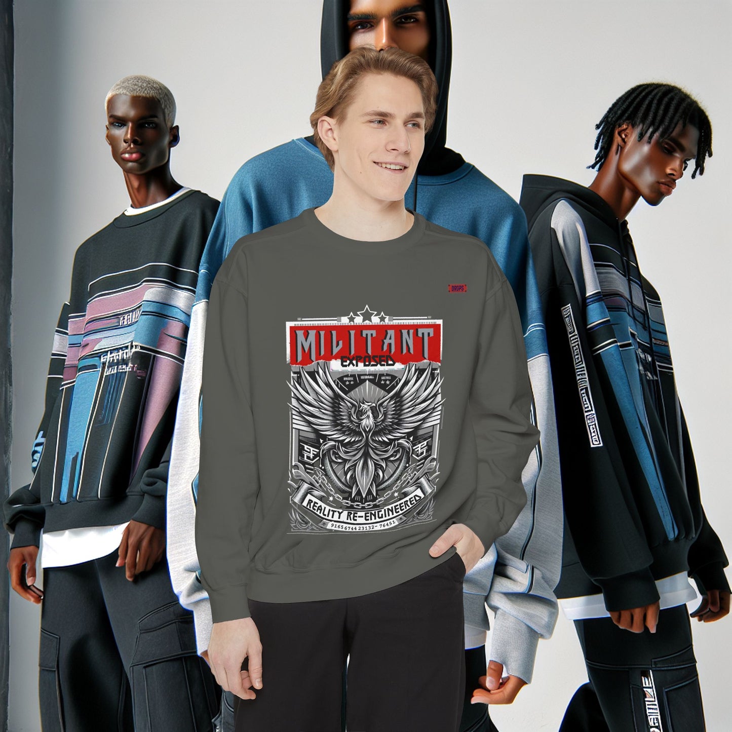Unisex Garment-Dyed Sweatshirt_ N8+ Series SPW USMWSSFCNSS PT2WW001_ Limited Edition by WesternWaves: