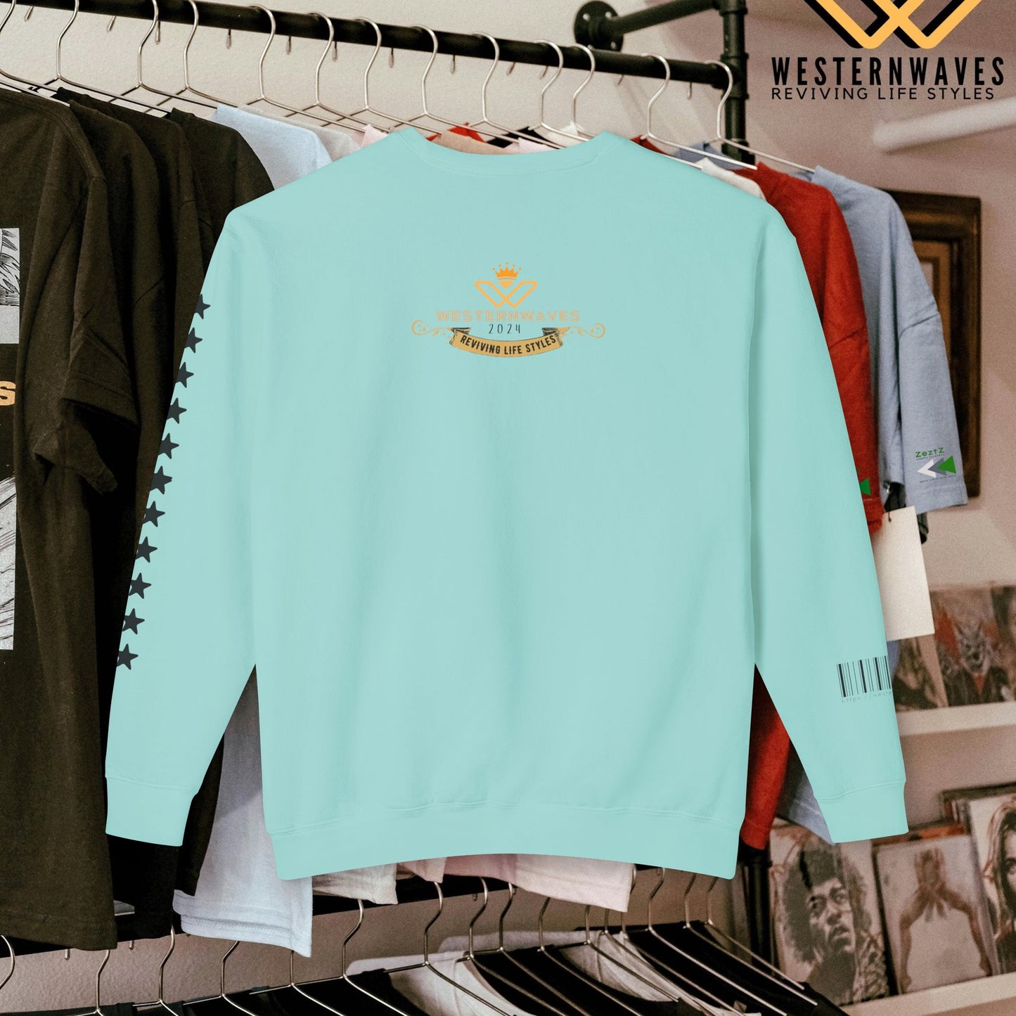 Unisex Lightweight Crewneck Sweatshirt_ N3+ Series ULWCSS PT2WW013_ Limited Edition Conscious Fashion Collaboration by WesternWaves: