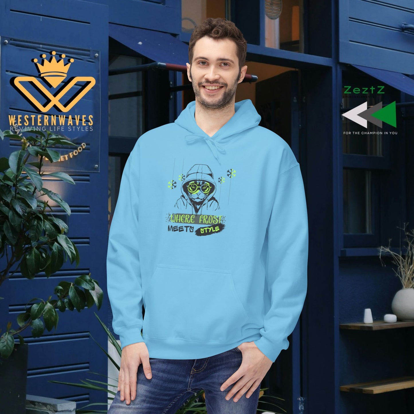 Unisex Midweight Softstyle Fleece Hoodie_ N3+ Series USMWSSFH PT2WW001_ Limited Edition Luxuriously Soft 100% Cotton Face by WesternWaves: