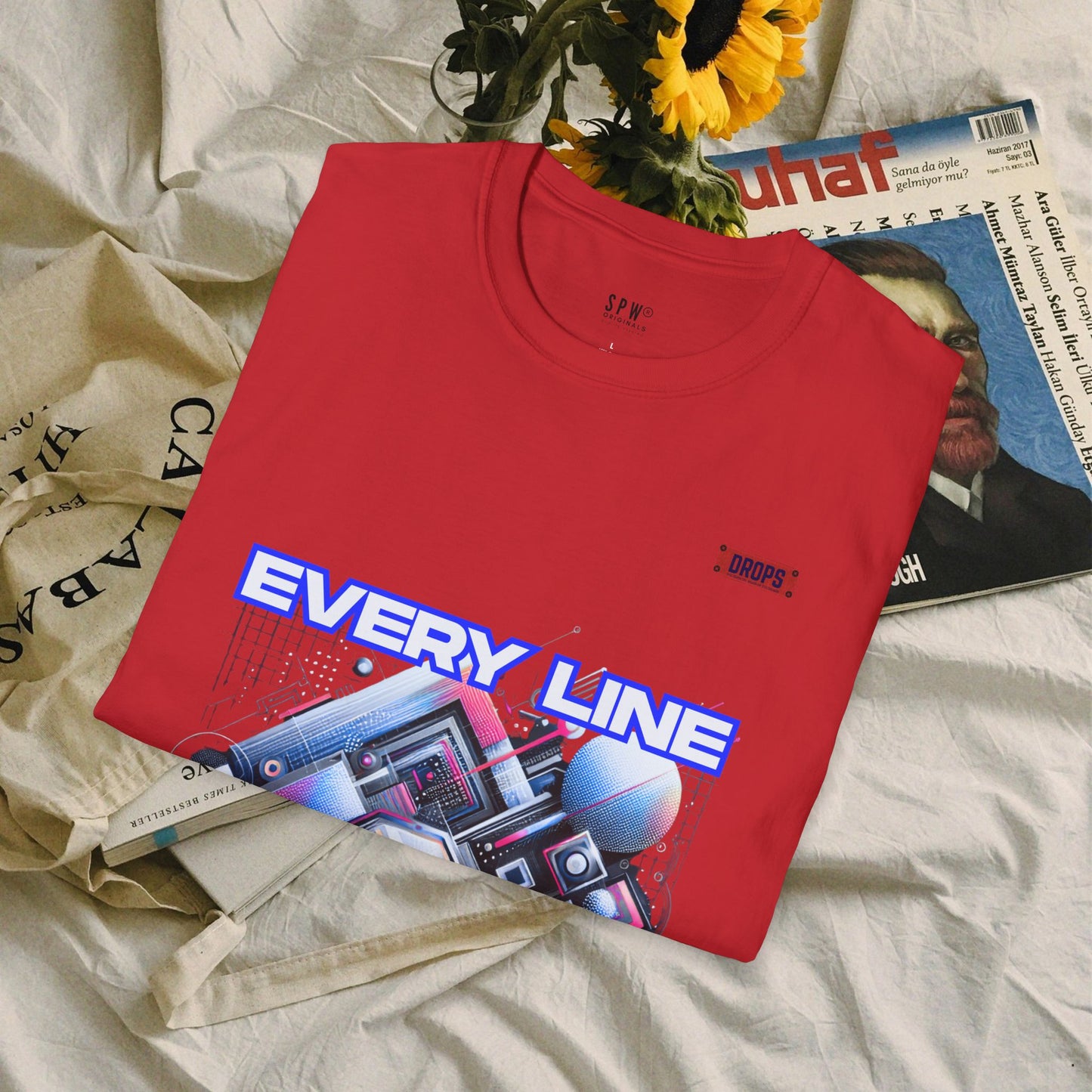 Every Line Graphic Unisex Softstyle T-Shirt | Retro Art Tee, Casual Wear, Gift for Art Lovers, Streetwear, Everyday Style