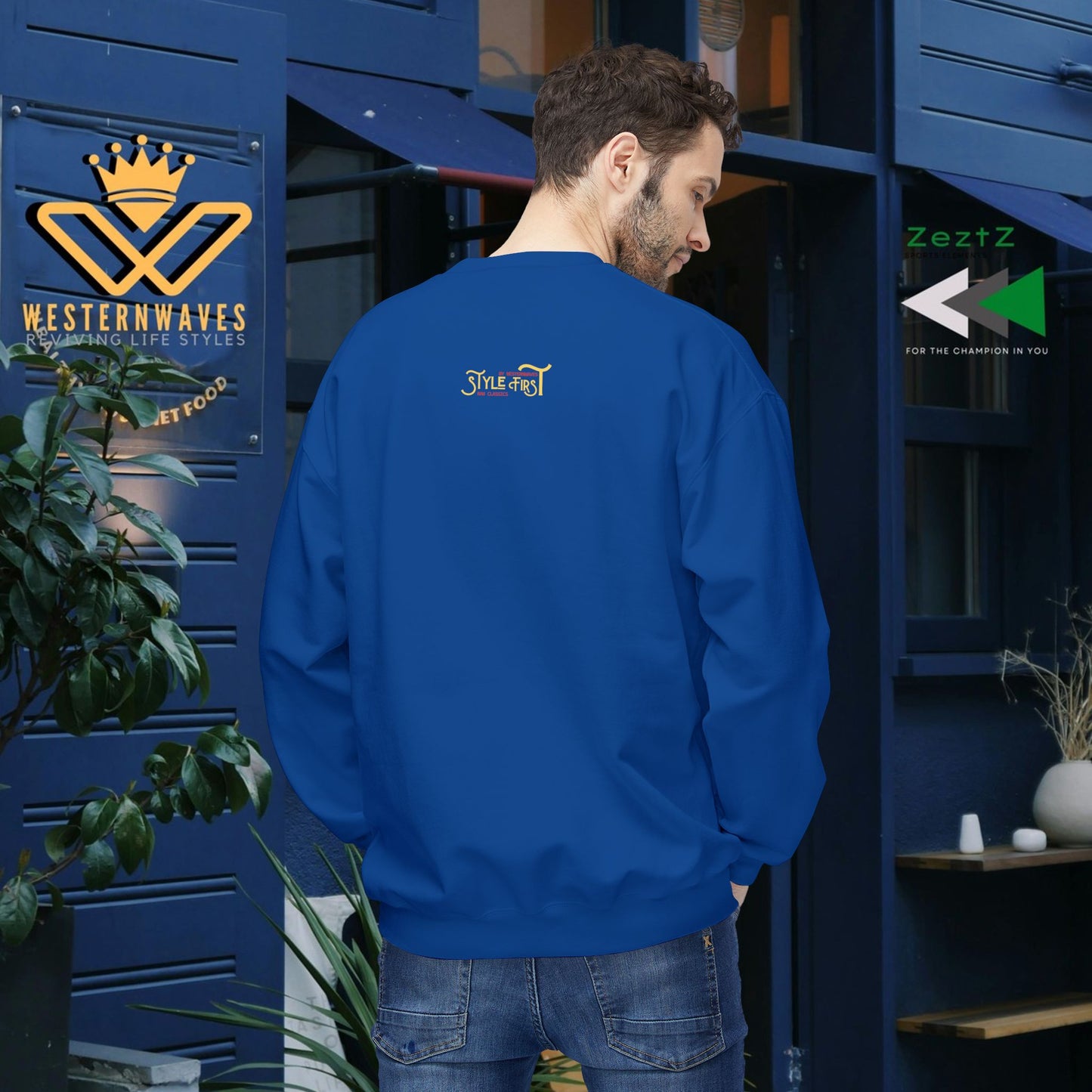 Unisex Midweight Softstyle Fleece Crewneck Sweatshirt_ N2+ Series USMWSSFCNSS PT2WW010_ Limited Edition Stylish Eco-conscious Raw Classic by WesternWaves: