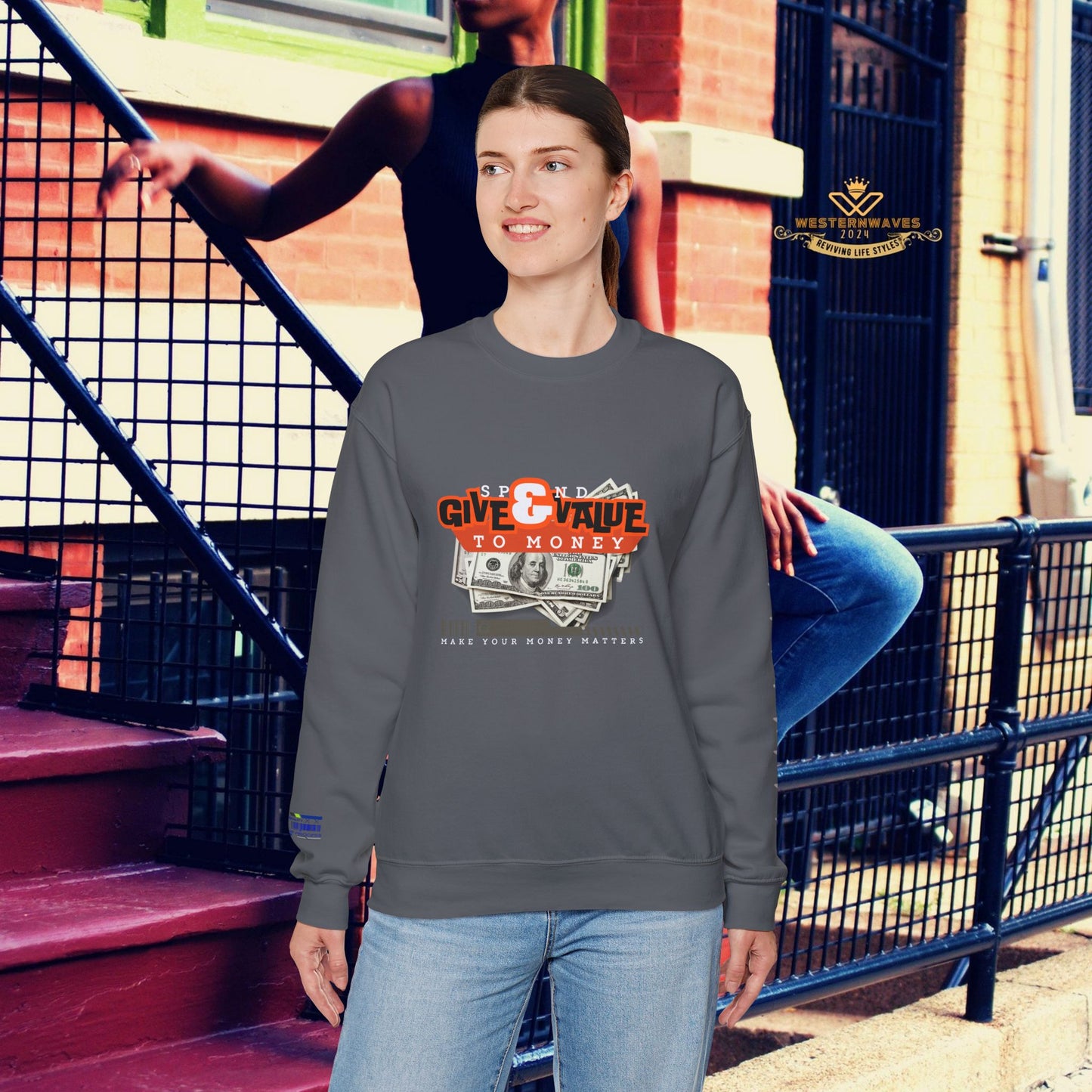 Unisex Heavy Blend™ Crewneck Sweatshirt_ N3+ Series UHBCSS PT2WW035_ Limited Edition Pure Luxury By WesternWaves: