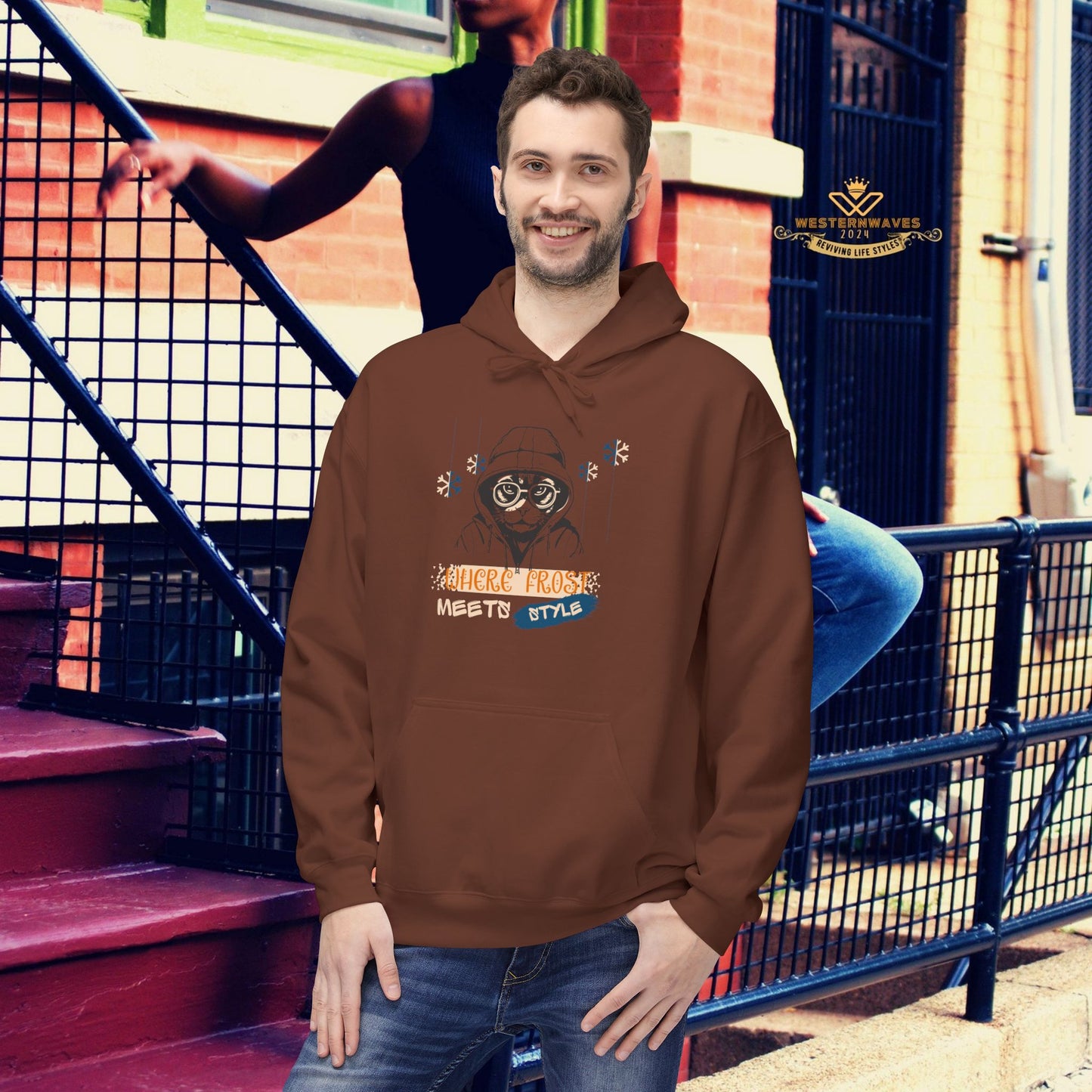 Unisex Midweight Softstyle Fleece Hoodie_ N3+ Series USMWSSFH PT2WW002_ Limited Edition Luxuriously Soft 100% Cotton Face by WesternWaves: