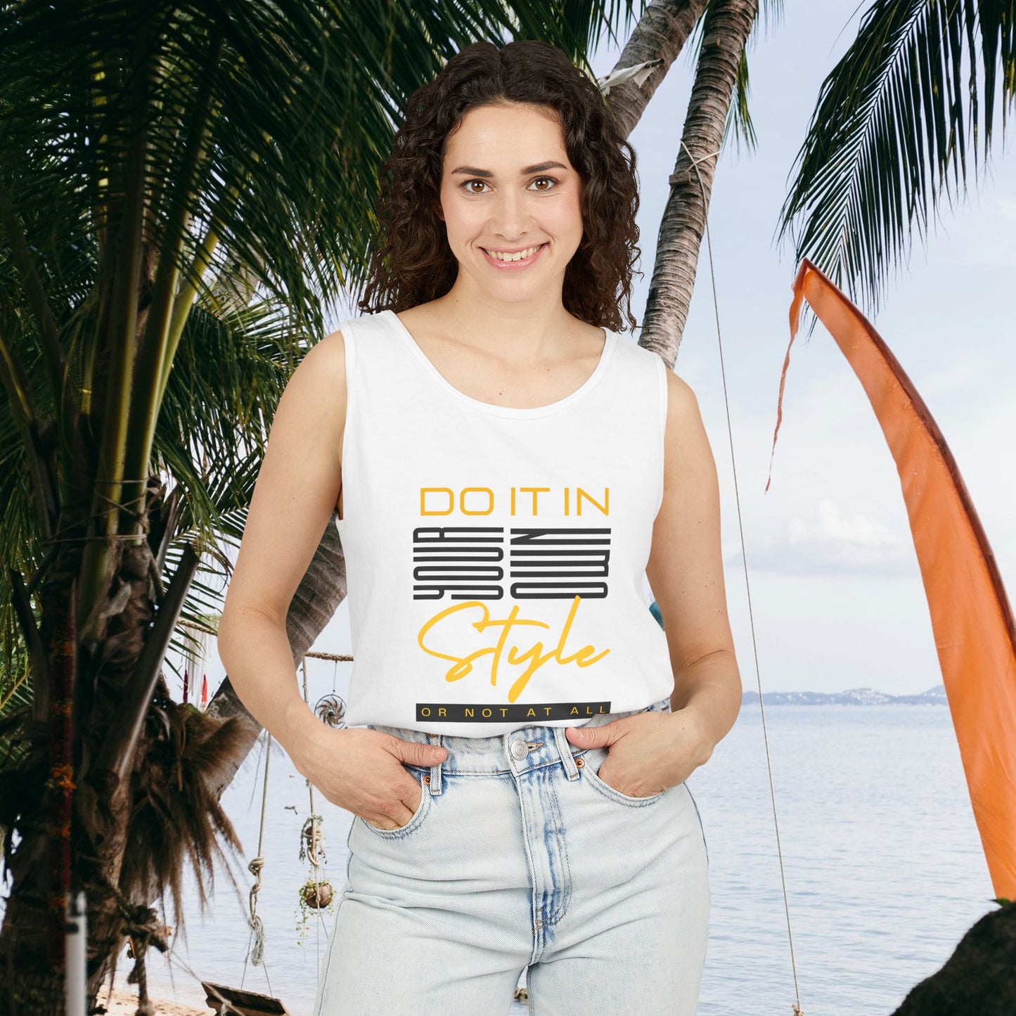 Unisex Garment-Dyed Tank Top_ N2+ Series USGDTT PT2WW015_ Limited Edition Comfort & Style by WesternWaves: