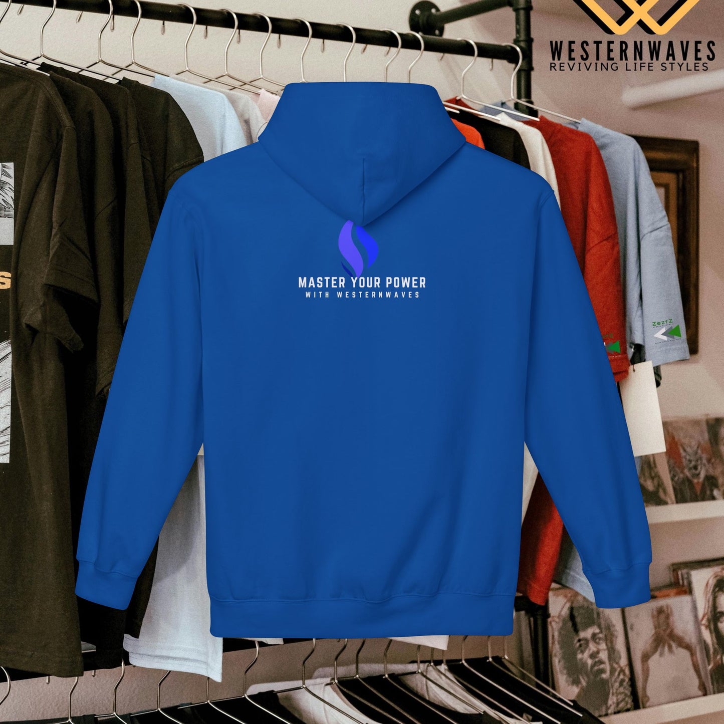 Unisex Midweight Softstyle Fleece Hoodie_ N3+ Series USMWSSFH PT2WW004_ Limited Edition Luxuriously Soft 100% Cotton Face by WesternWaves: