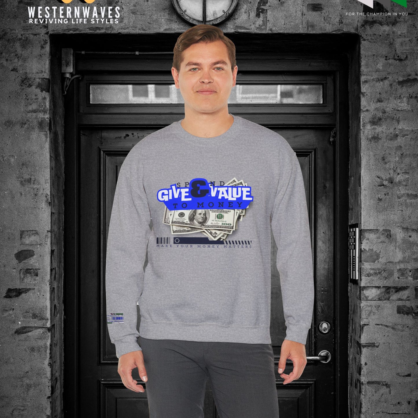 Unisex Heavy Blend™ Crewneck Sweatshirt_ N3+ Series UHBCSS PT2WW036_ Limited Edition Pure Luxury By WesternWaves: