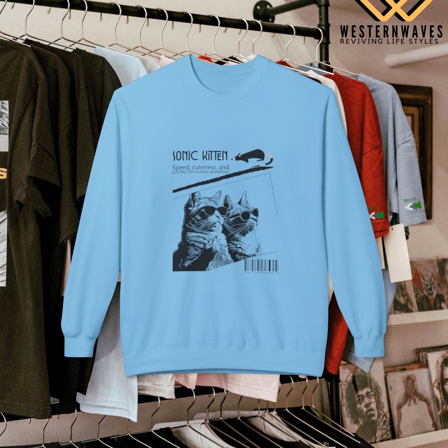 Unisex Midweight Fleece Crewneck Sweatshirt_ N3+ Series UXMWFCS PT2WW015_ WesternWaves Signature Limited Edition: