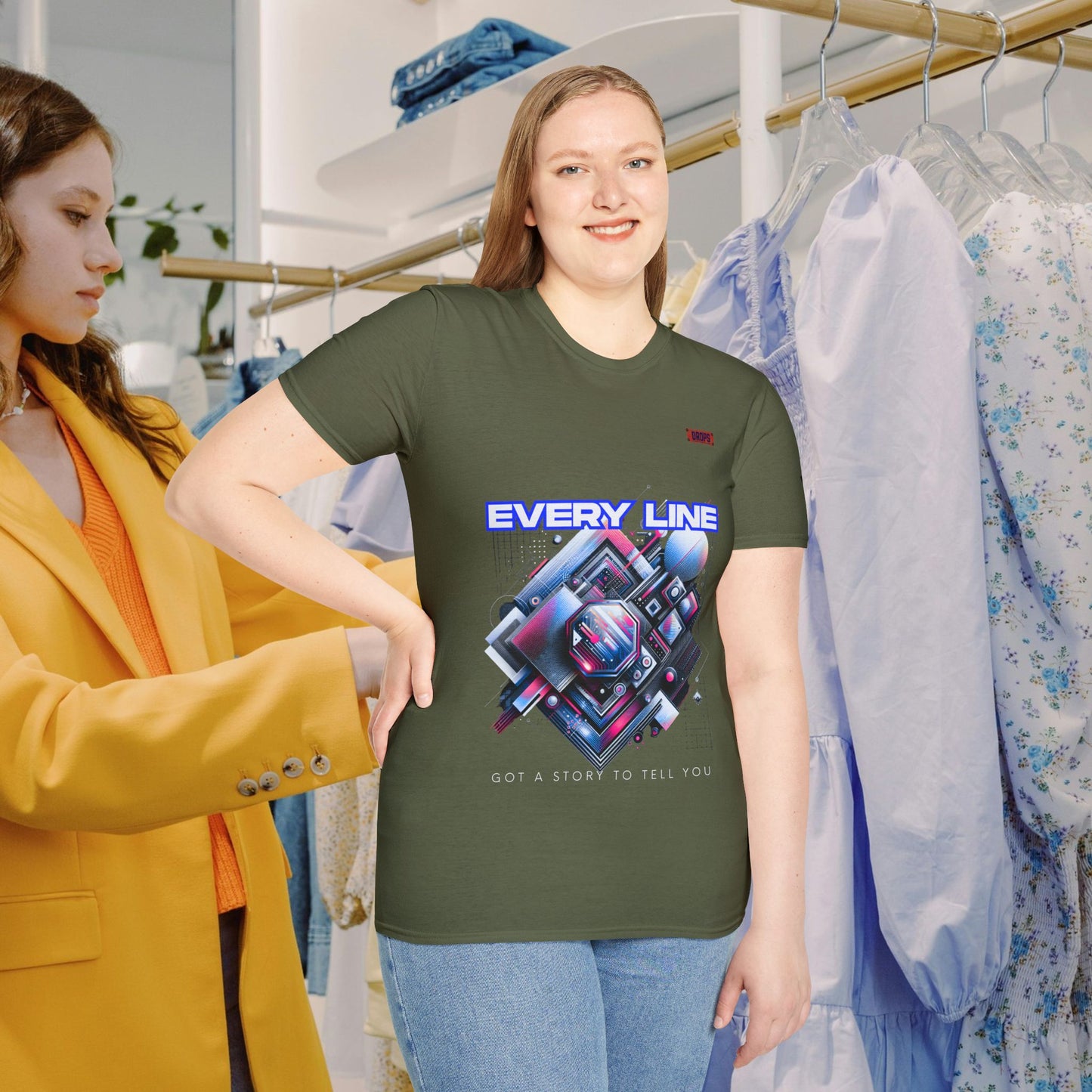 Every Line Graphic Unisex Softstyle T-Shirt | Retro Art Tee, Casual Wear, Gift for Art Lovers, Streetwear, Everyday Style