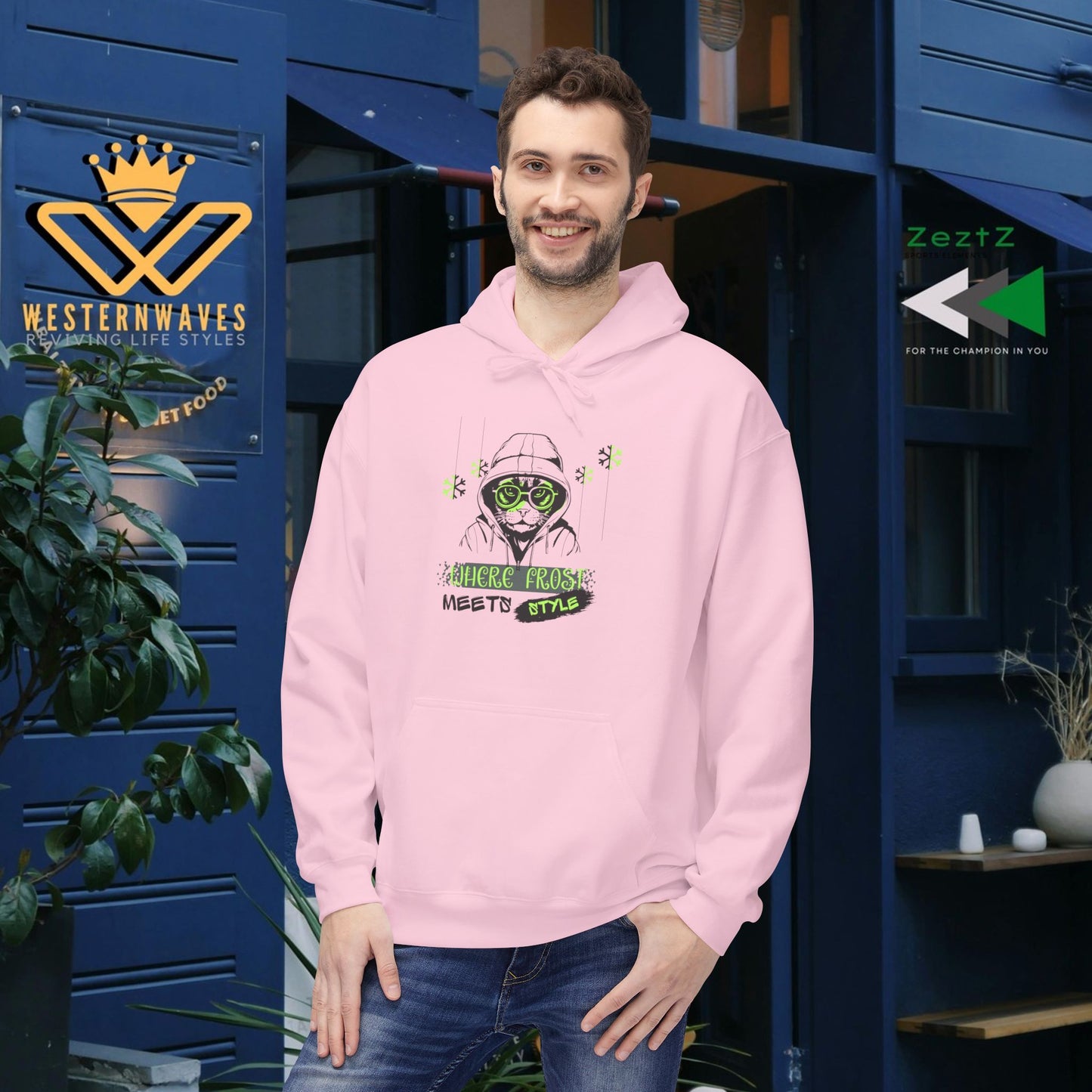 Unisex Midweight Softstyle Fleece Hoodie_ N3+ Series USMWSSFH PT2WW001_ Limited Edition Luxuriously Soft 100% Cotton Face by WesternWaves: