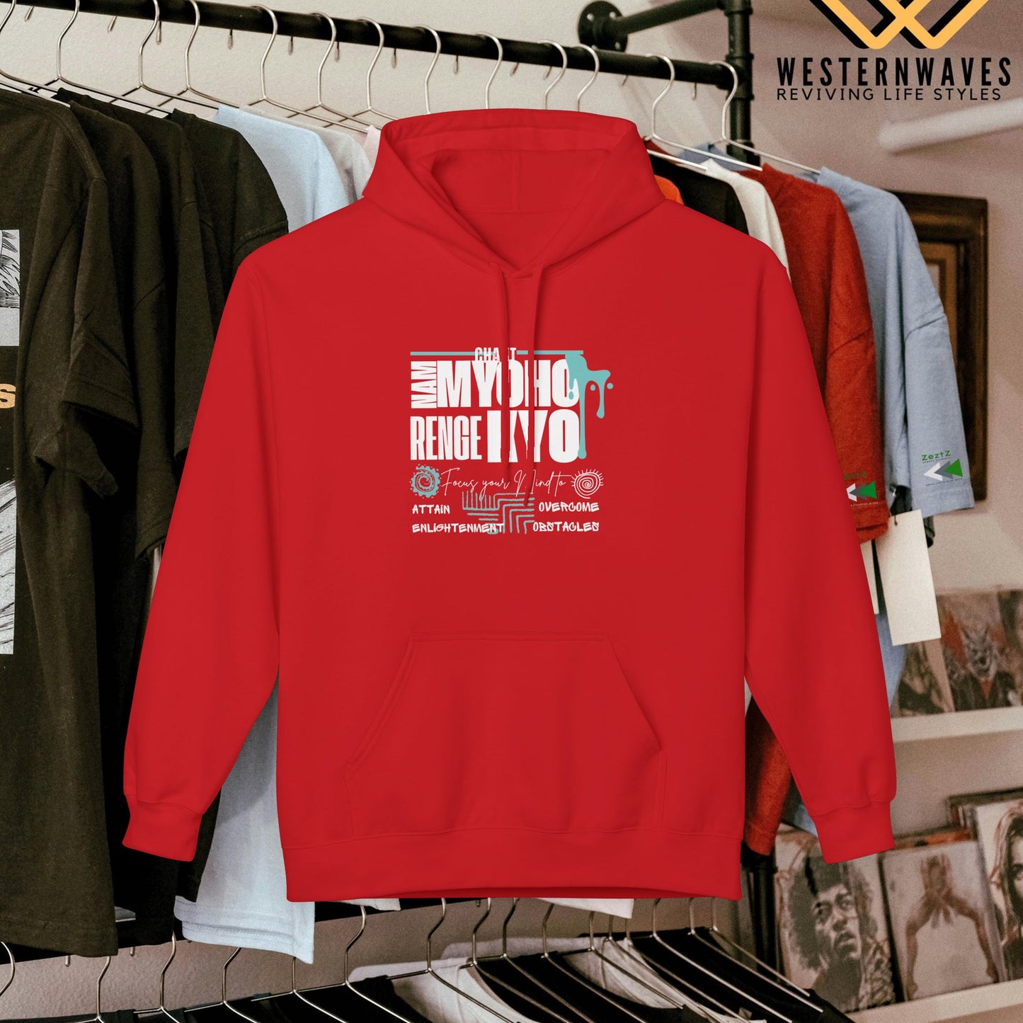 Unisex Midweight Softstyle Fleece Hoodie_ N3+ Series USMWSSFH PT2WW004_ Limited Edition Luxuriously Soft 100% Cotton Face by WesternWaves: