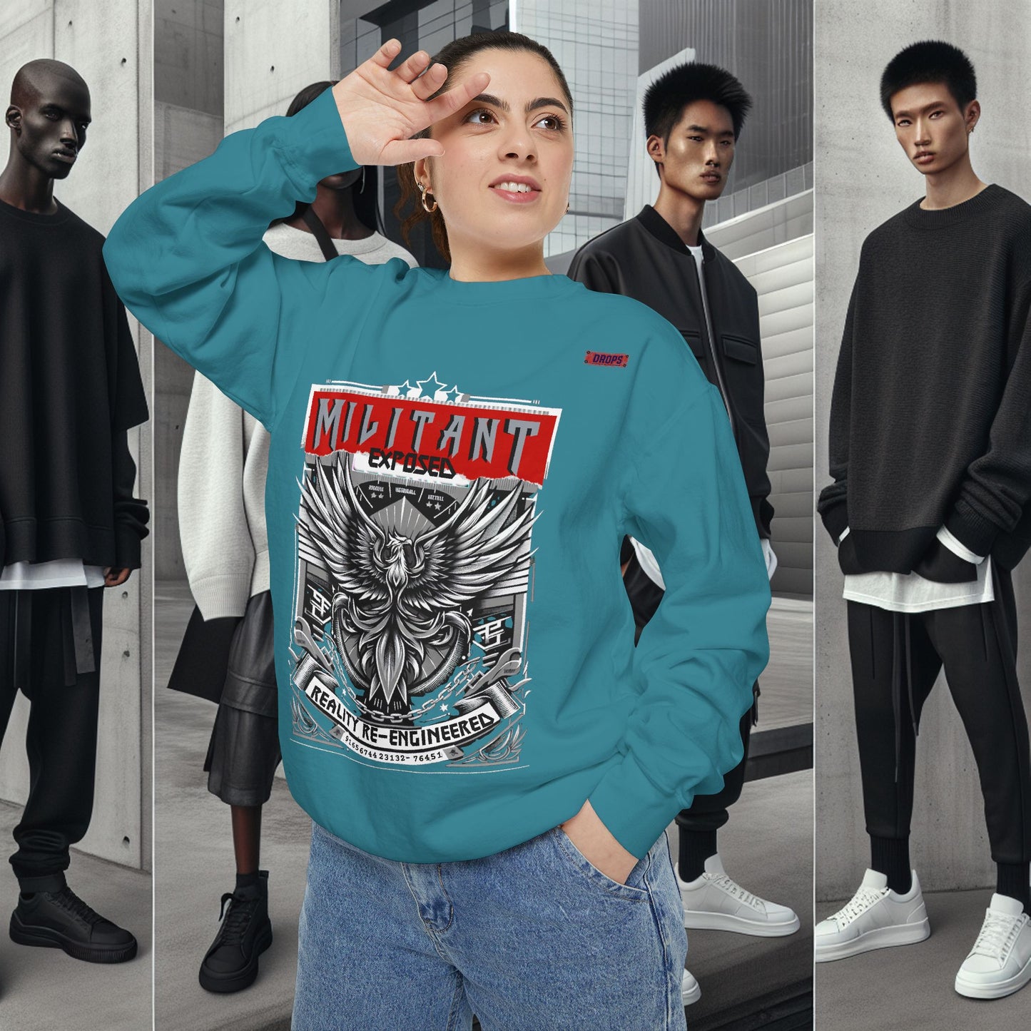 Unisex Garment-Dyed Sweatshirt_ N8+ Series SPW USMWSSFCNSS PT2WW001_ Limited Edition by WesternWaves: