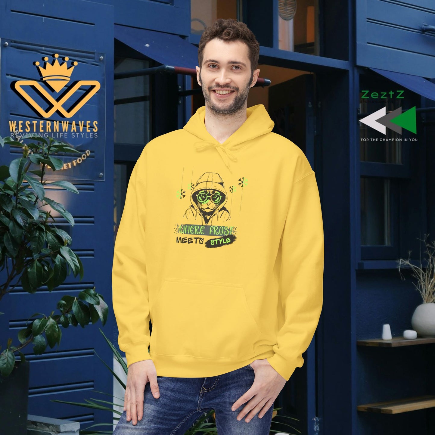 Unisex Midweight Softstyle Fleece Hoodie_ N3+ Series USMWSSFH PT2WW001_ Limited Edition Luxuriously Soft 100% Cotton Face by WesternWaves: