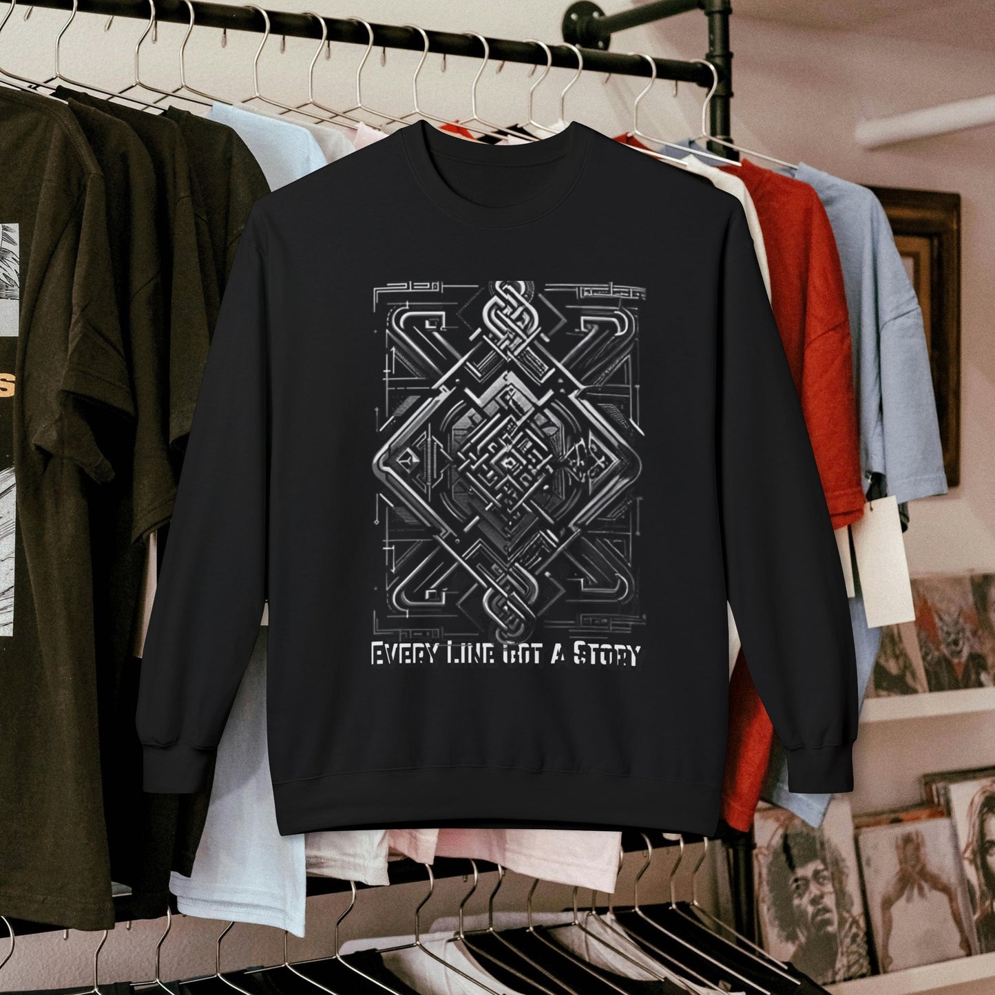 Every Line Got A Story Sweatshirt | Unisex Fleece Crewneck, Cozy Pullover, Artistic Gift, Casual Layer, Everyday Wear