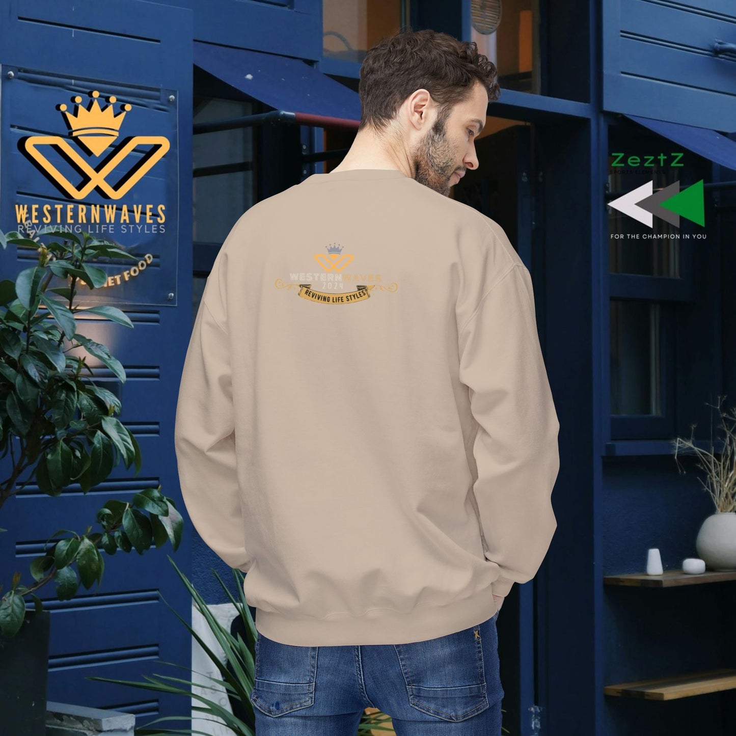 Unisex Midweight Fleece Crewneck Sweatshirt_ N3+ Series UXMWFCS PT2WW015_ WesternWaves Signature Limited Edition:
