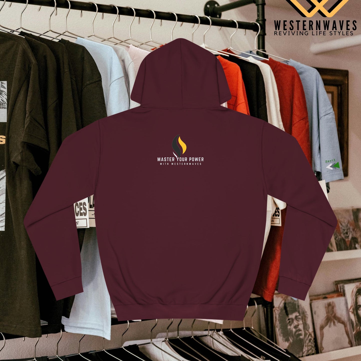 Unisex College Hoodie_ N2+ Series USCH PT2WW006_ Limited Edition Timeless Unisex Design by WesternWaves: