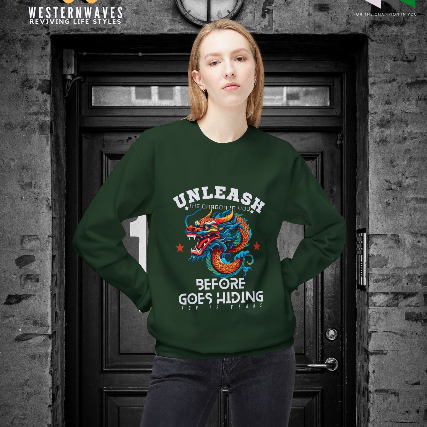 Softstyle Fleece Crewneck Sweatshirt_ N3+ Series SSFCNSS PT2WW001_ Limited Edition Comfort, Durabile & Sustainable Fashion Raw Classic by WesternWaves: