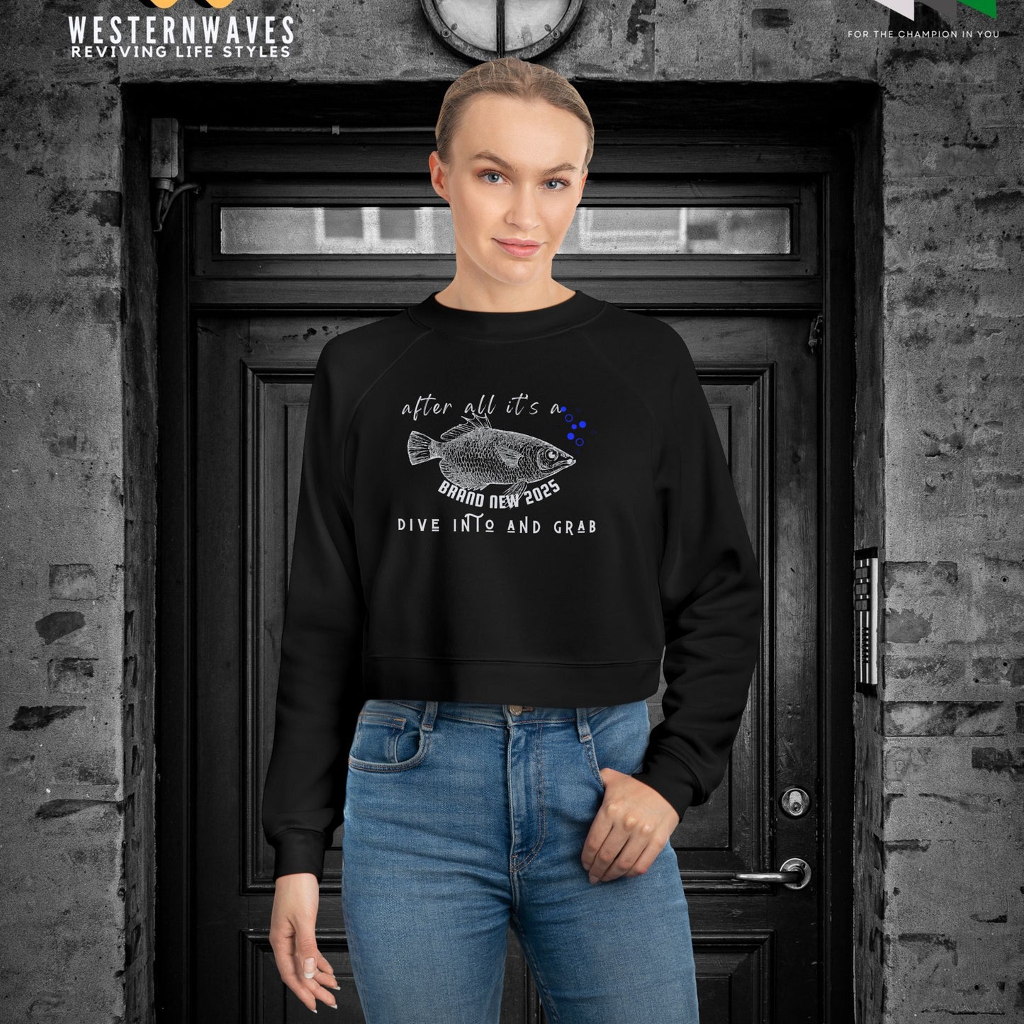 Women's Cropped Fleece Pullover_ N3+ Series WCFPOH PT2WW002_ Limited Edition High-quality Composition Product by WesternWaves: