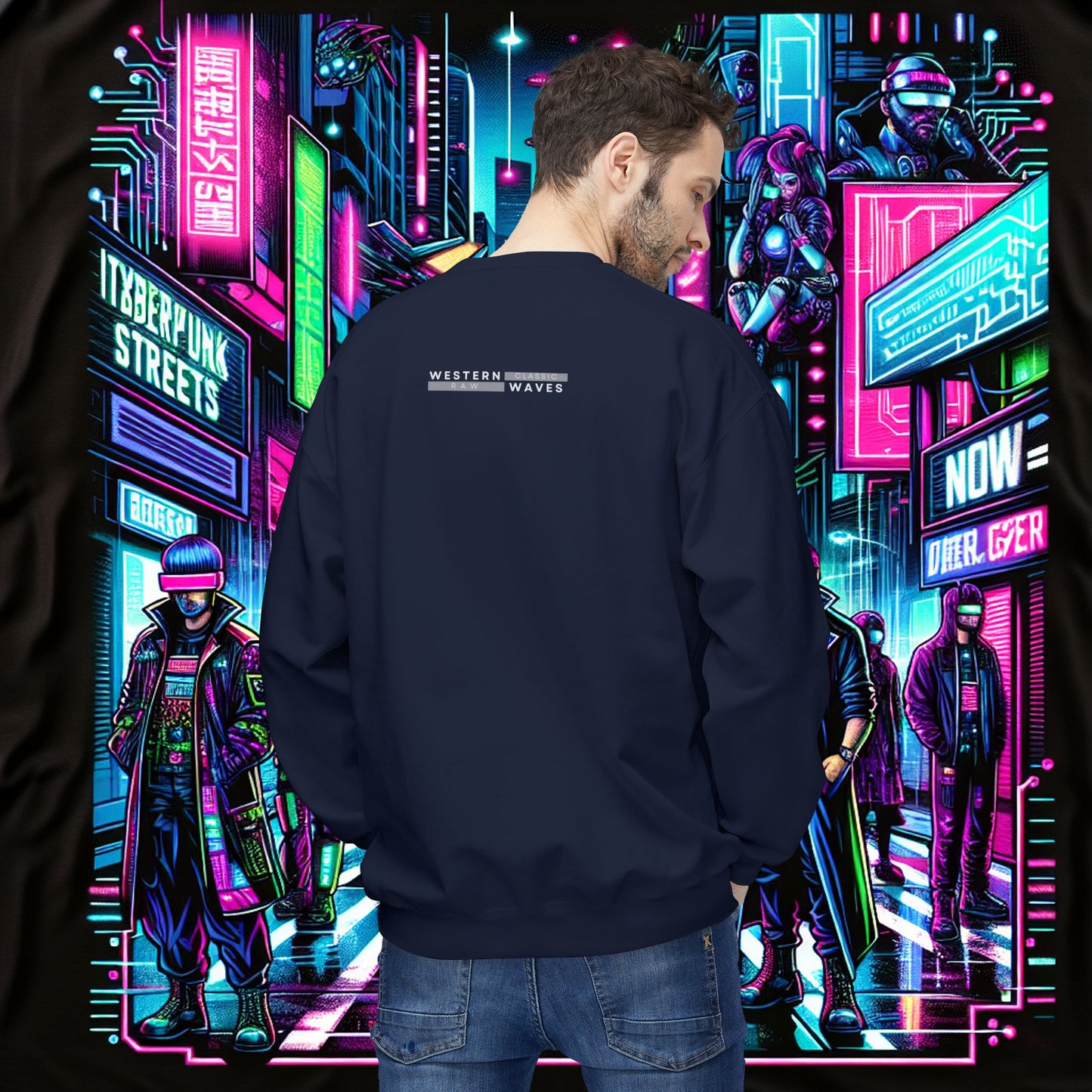 Unisex Midweight Softstyle Fleece Crewneck Sweatshirt_ Series N8+ USMWSSFCNSS PT2WW001_ UWD 0027_ Limited Edition Graphic Pullover by WesternWaves: