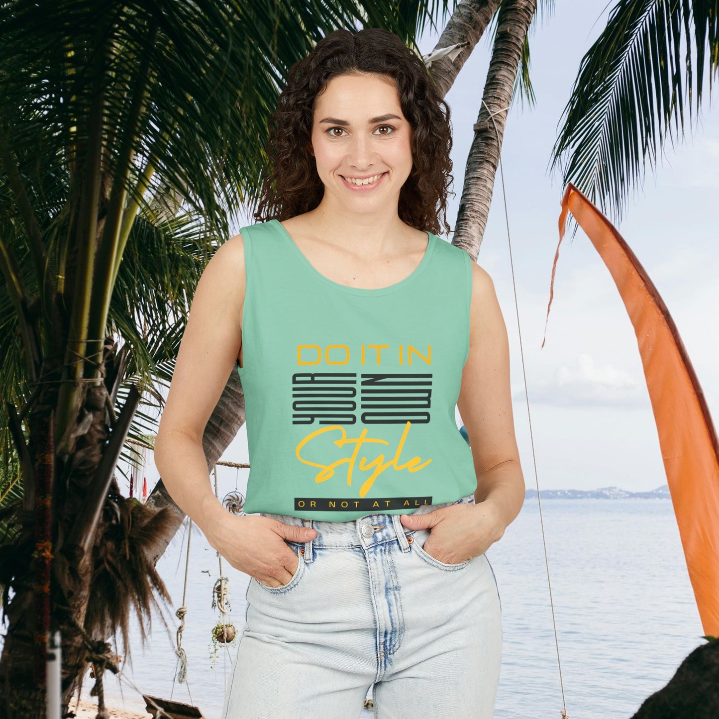 Unisex Garment-Dyed Tank Top_ N2+ Series USGDTT PT2WW015_ Limited Edition Comfort & Style by WesternWaves: