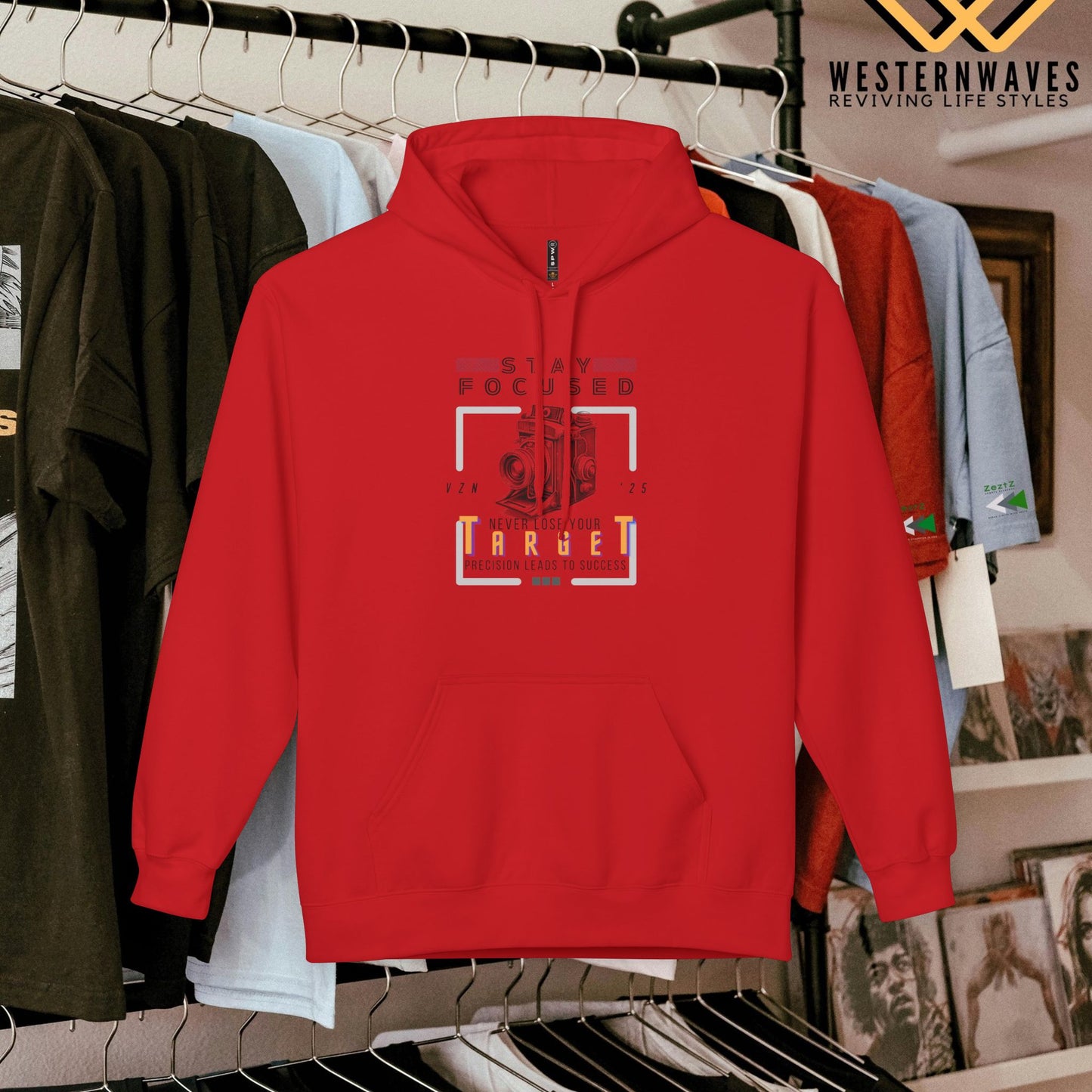 Unisex Midweight Softstyle Fleece Hoodie_ N3+ Series USMWSSFH PT2WW006_ Limited Edition Luxuriously Soft 100% Cotton Face by WesternWaves: