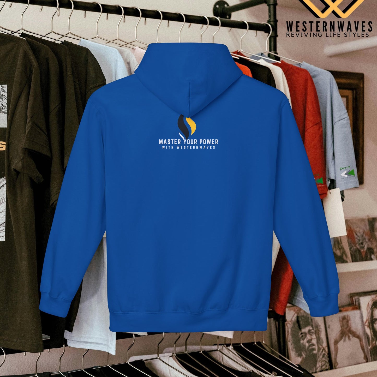 Unisex Midweight Softstyle Fleece Hoodie_ N3+ Series USMWSSFH PT2WW002_ Limited Edition Luxuriously Soft 100% Cotton Face by WesternWaves: