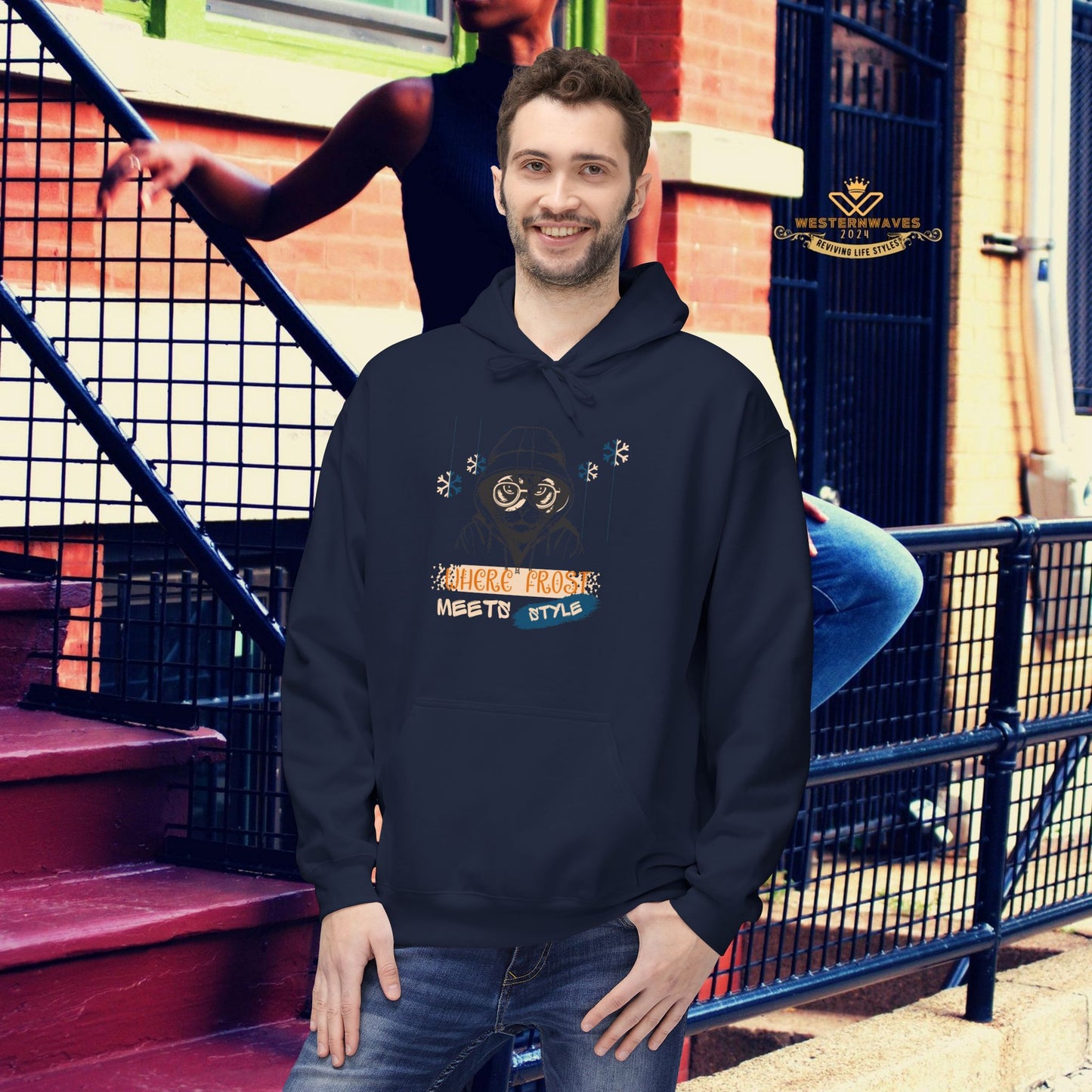Unisex Midweight Softstyle Fleece Hoodie_ N3+ Series USMWSSFH PT2WW002_ Limited Edition Luxuriously Soft 100% Cotton Face by WesternWaves: