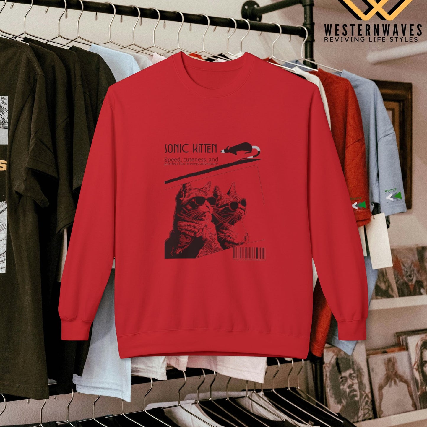 Unisex Midweight Fleece Crewneck Sweatshirt_ N3+ Series UXMWFCS PT2WW015_ WesternWaves Signature Limited Edition: