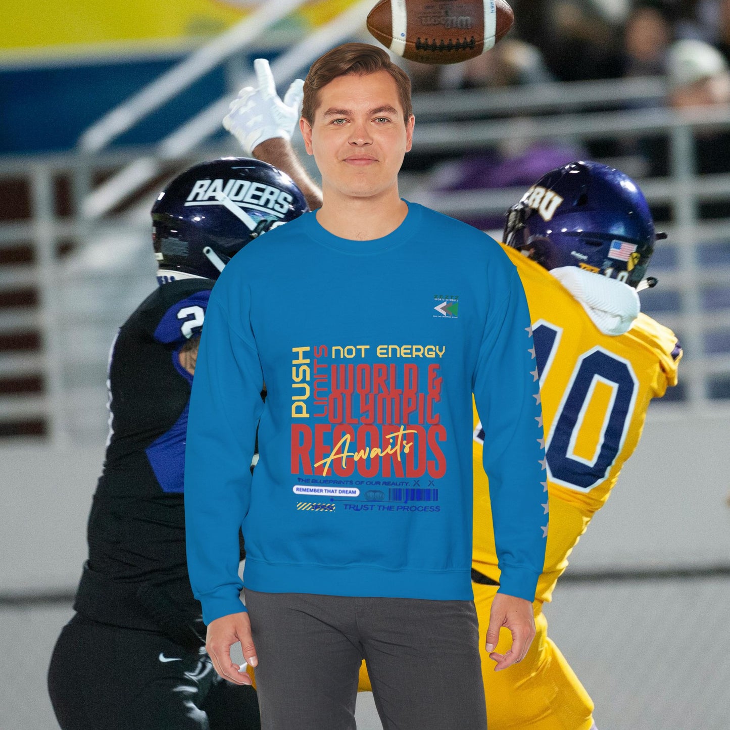 Unisex Heavy Blend™ Crewneck Sweatshirt_ N2 Sports Series UHBCSS PT2WW006_ Limited Edition ‘Zeztz’ Brand Sports Elements by WesternWaves: