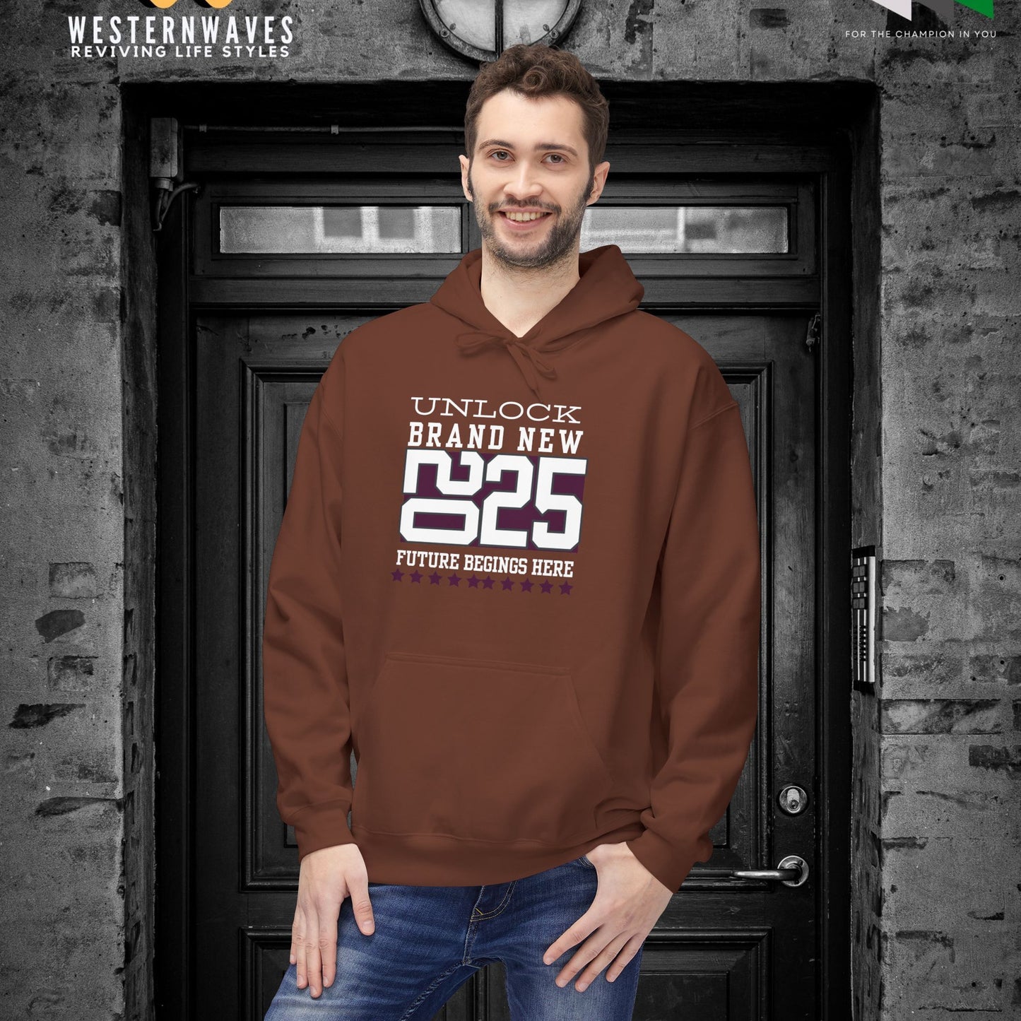Unisex Midweight Softstyle Fleece Hoodie_ N3+ Series USMWSSFH PT2WW009_ Limited Edition Luxuriously Soft 100% Cotton Face by WesternWaves: