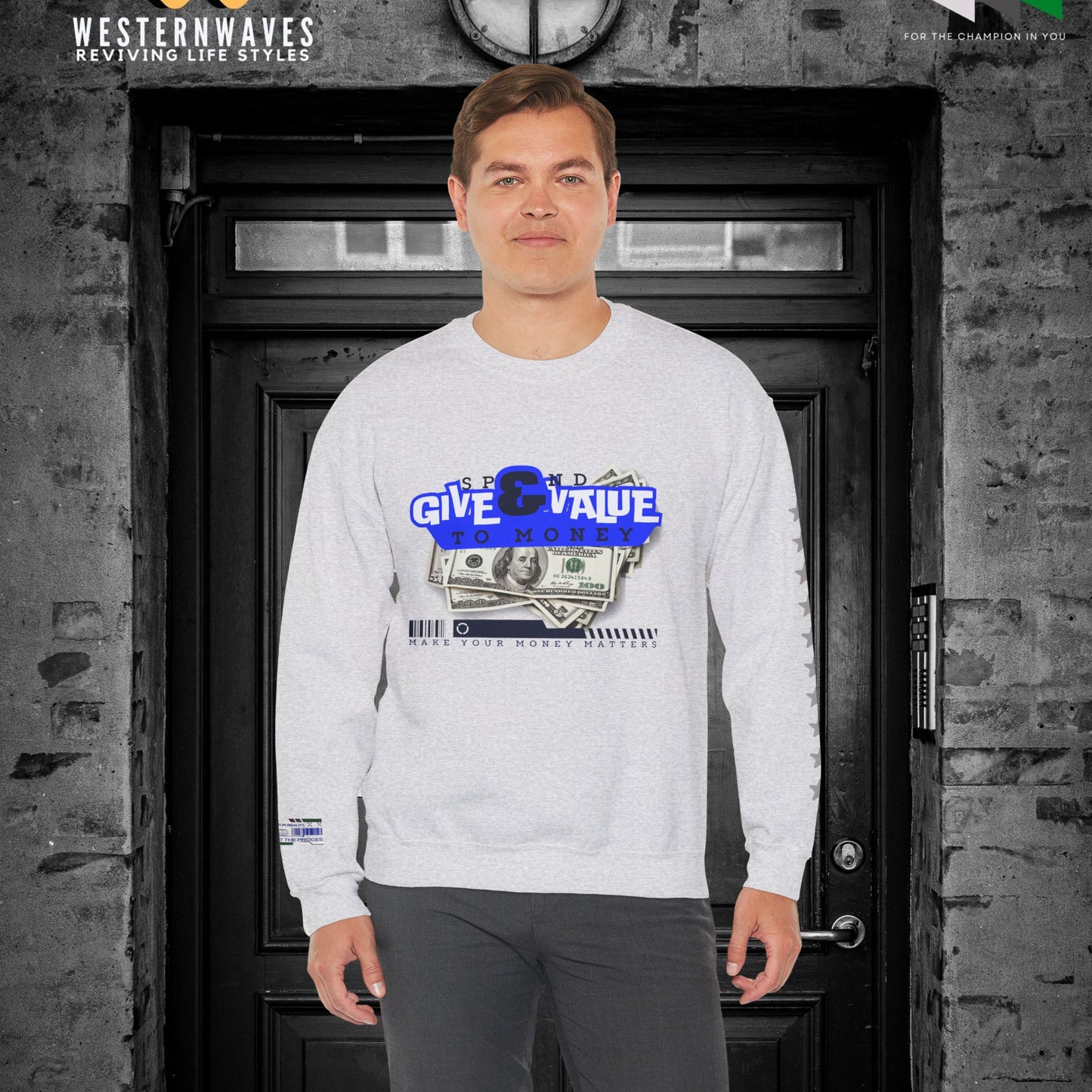 Unisex Heavy Blend™ Crewneck Sweatshirt_ N3+ Series UHBCSS PT2WW036_ Limited Edition Pure Luxury By WesternWaves: