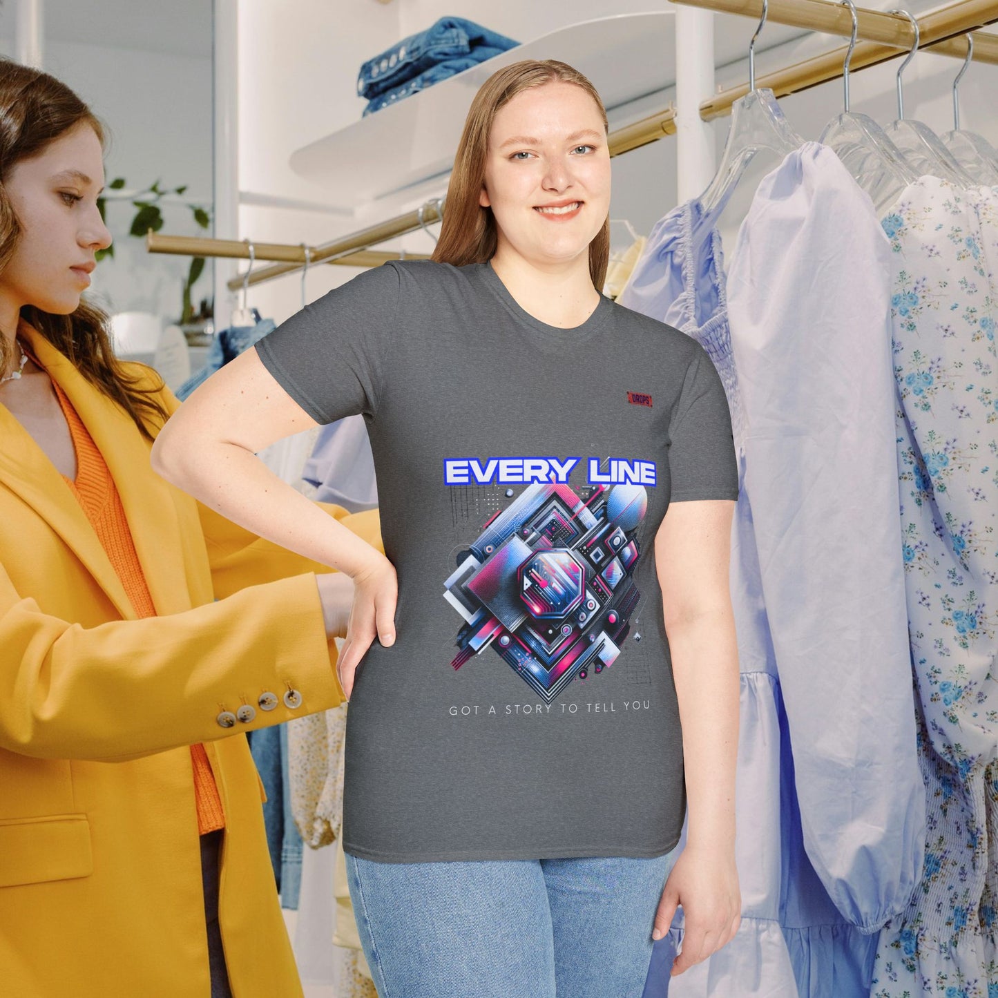 Every Line Graphic Unisex Softstyle T-Shirt | Retro Art Tee, Casual Wear, Gift for Art Lovers, Streetwear, Everyday Style