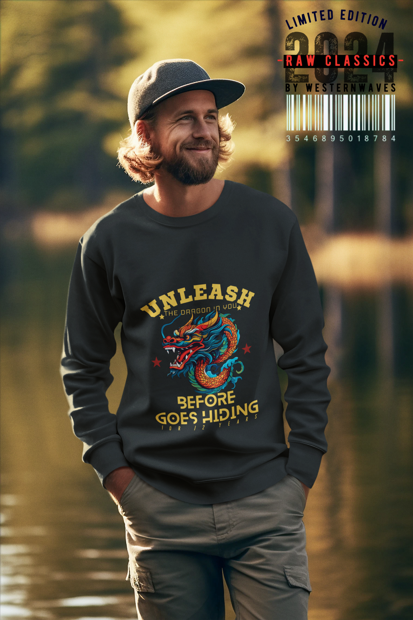 Softstyle Fleece Crewneck Sweatshirt_ N3+ Series SSFCNSS PT2WW001_ Limited Edition Comfort, Durabile & Sustainable Fashion Raw Classic by WesternWaves: