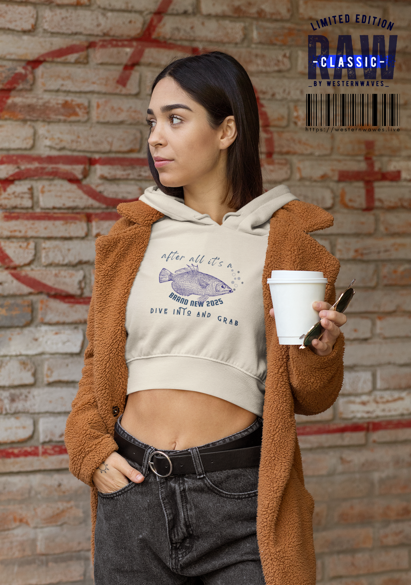 Women's Cropped Fleece Pullover_ N3+ Series WCFPOH PT2WW001_ Limited Edition High-quality Composition Product by WesternWaves: