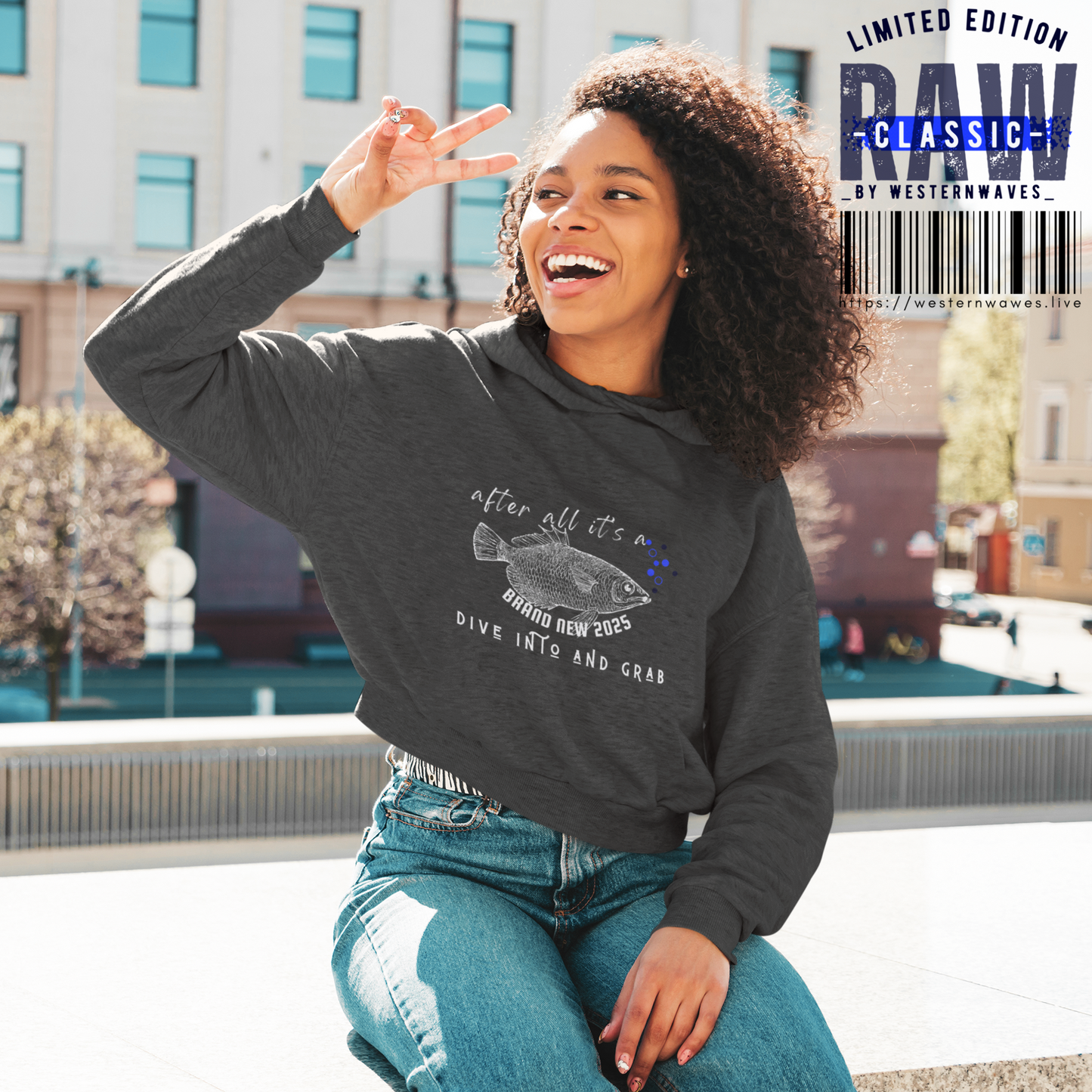 Women's Cropped Fleece Pullover_ N3+ Series WCFPOH PT2WW002_ Limited Edition High-quality Composition Product by WesternWaves: