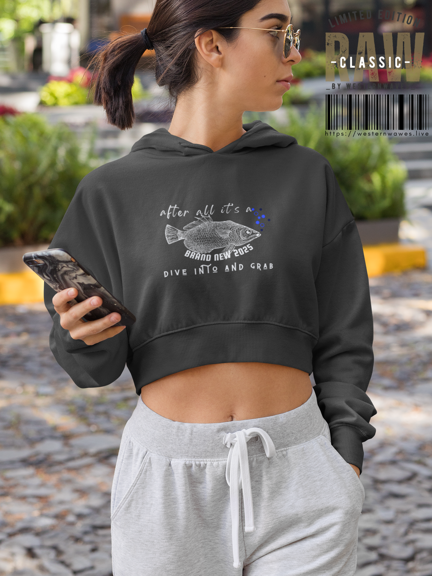 Women's Cropped Fleece Pullover_ N3+ Series WCFPOH PT2WW002_ Limited Edition High-quality Composition Product by WesternWaves: