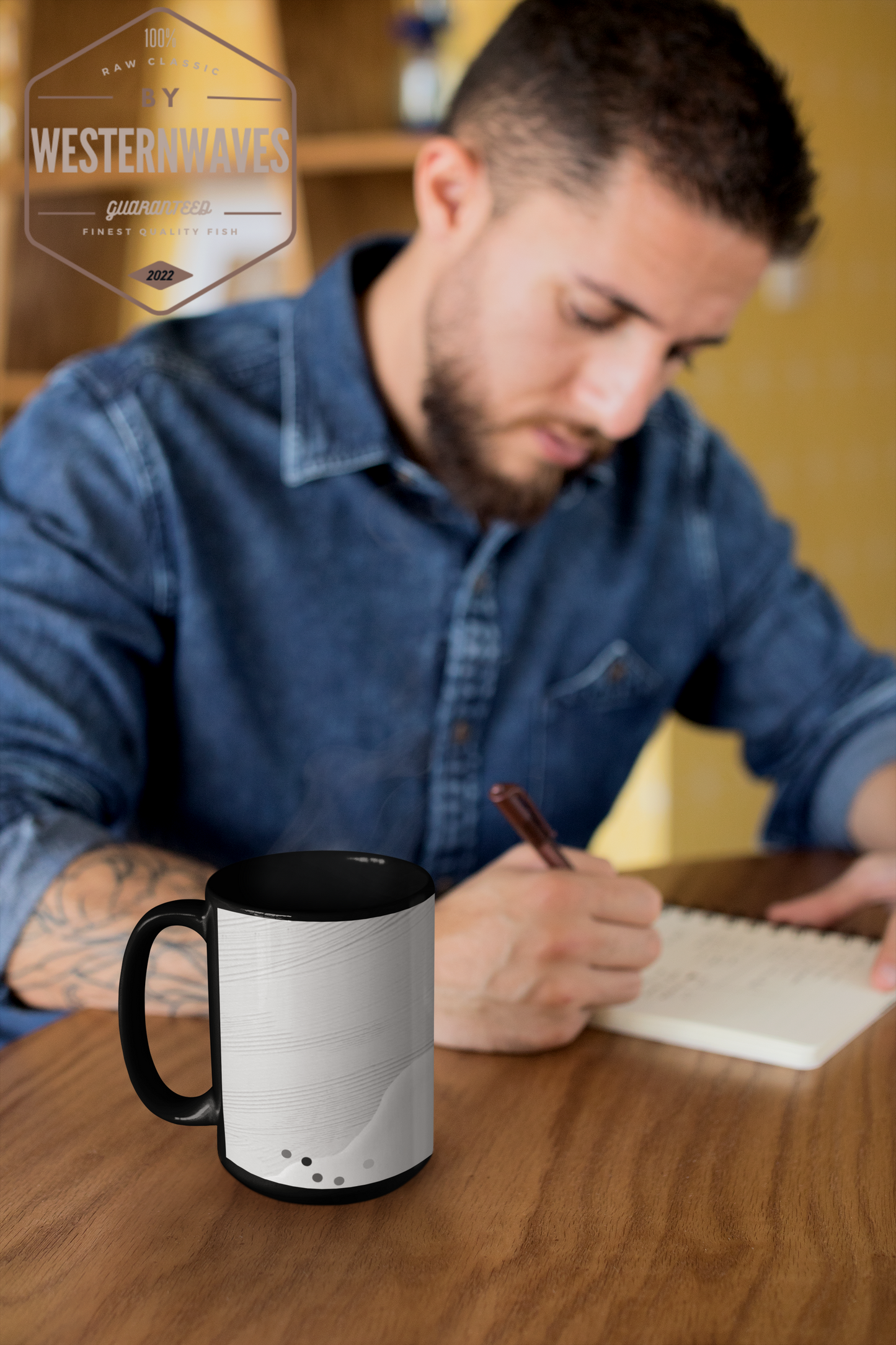 Black Mug (11oz, 15oz)_ N3+ Series CBM PT2WW005_ Limited Edition Black Ceramic Mug by WesternWaves