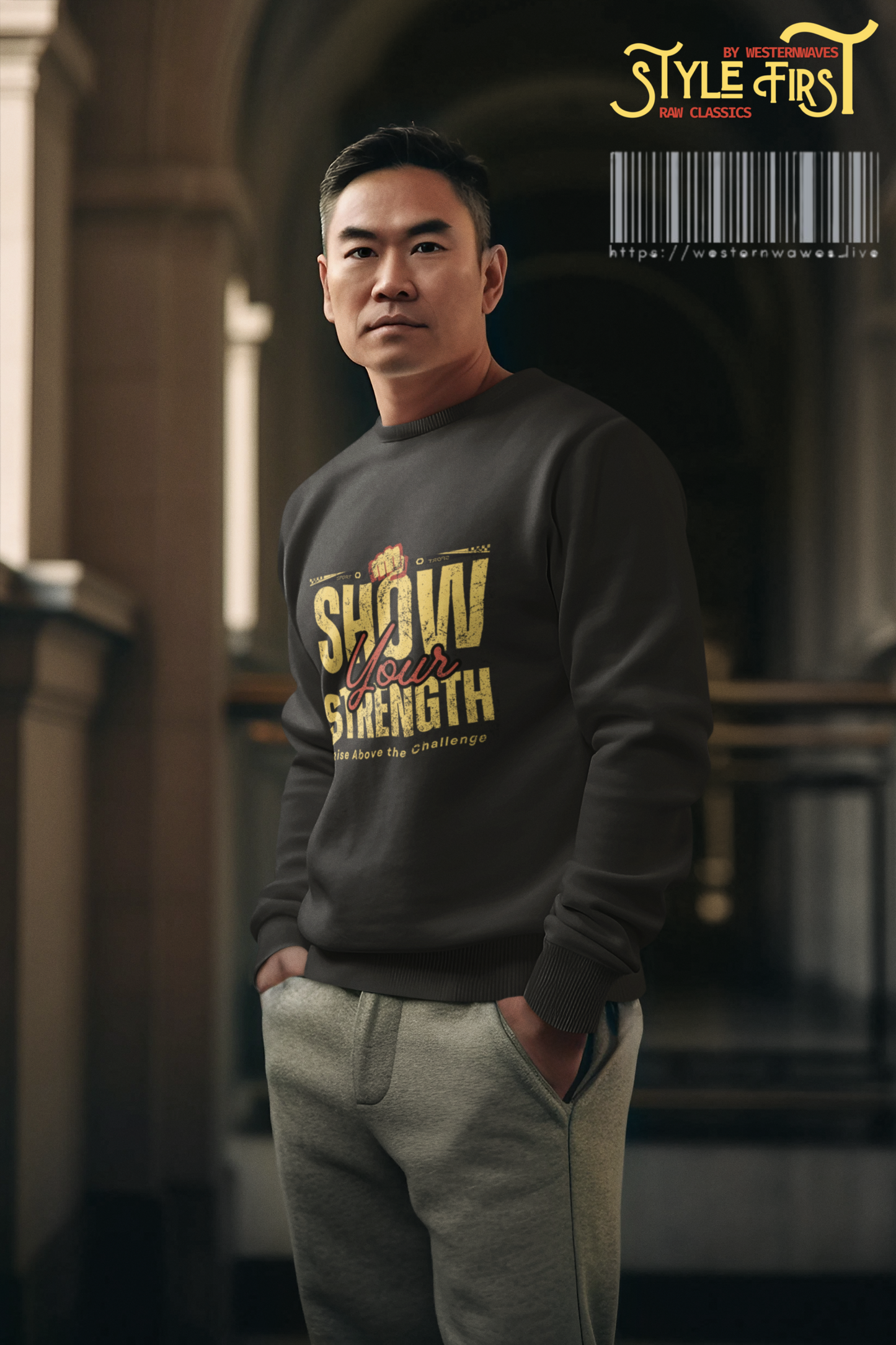 Unisex Midweight Softstyle Fleece Crewneck Sweatshirt_ N2+ Series USMWSSFCNSS PT2WW010_ Limited Edition Stylish Eco-conscious Raw Classic by WesternWaves: