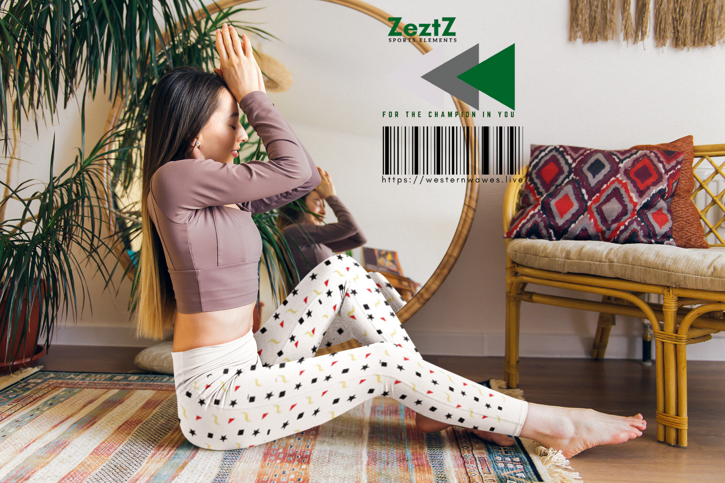 High Waisted Yoga Leggings (AOP)_ N+ Series HWYL(AOP) PT2WW001_ Limited Edition Cosmic Fusion by WesternWaves: