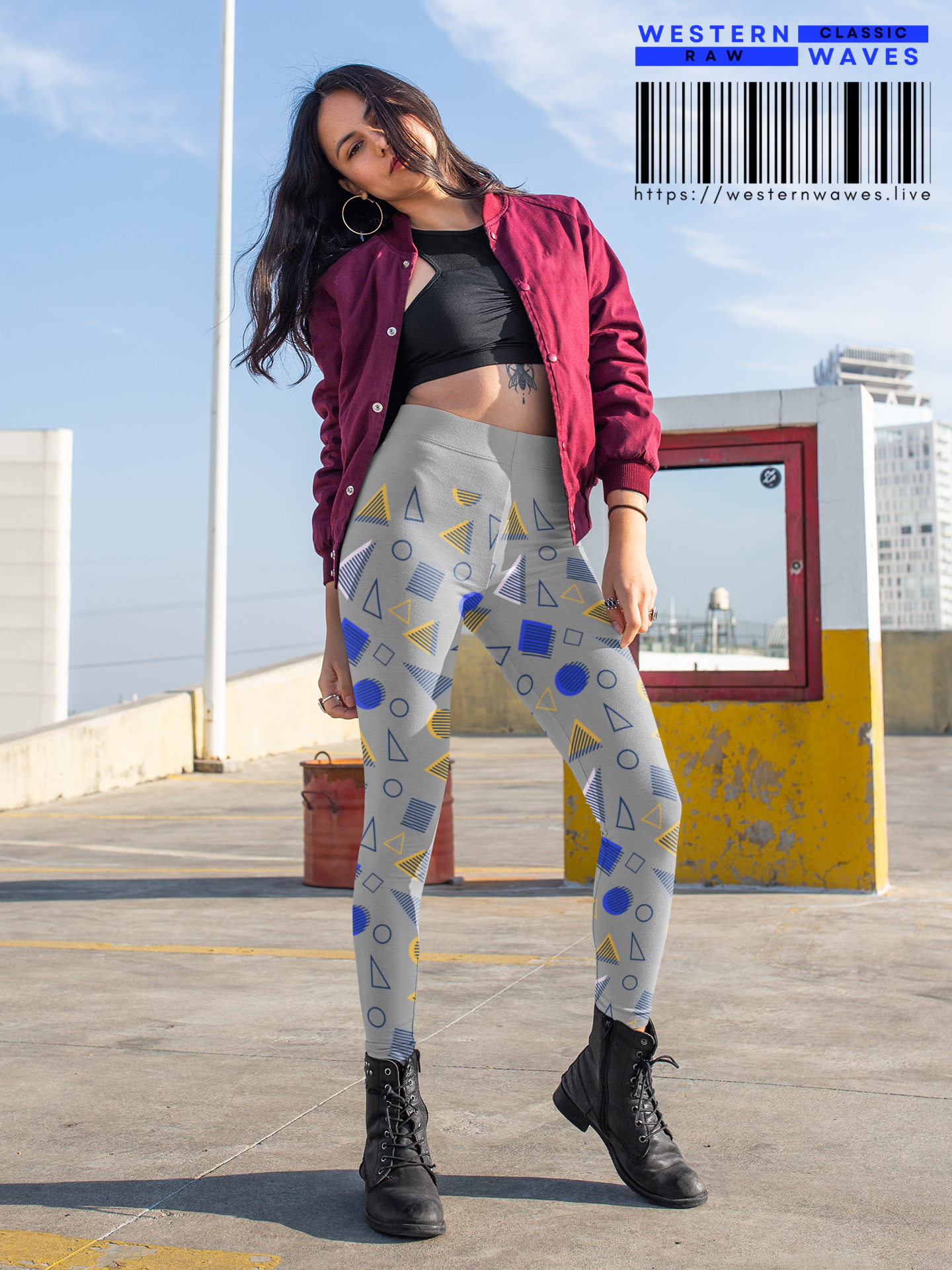 High Waisted Yoga Leggings (AOP)_ N+ Series HWYL(AOP) PT2WW002_ Limited Edition Cosmic Fusion by WesternWaves: