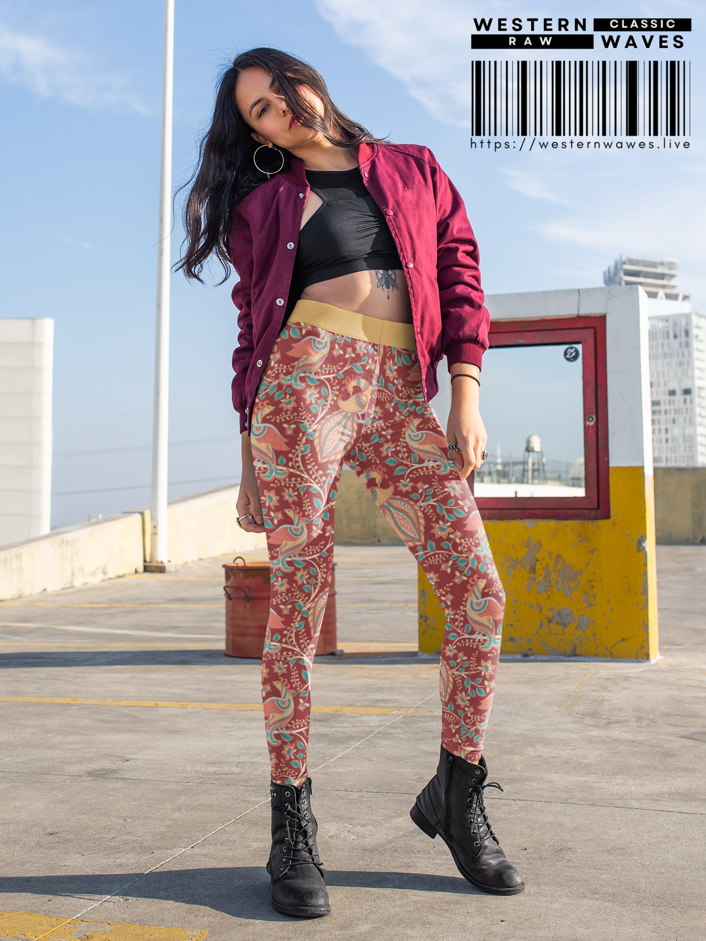 High Waisted Yoga Leggings (AOP)_ N+ Series HWYL(AOP) PT2WW003_ Limited Edition Cosmic Fusion by WesternWaves: