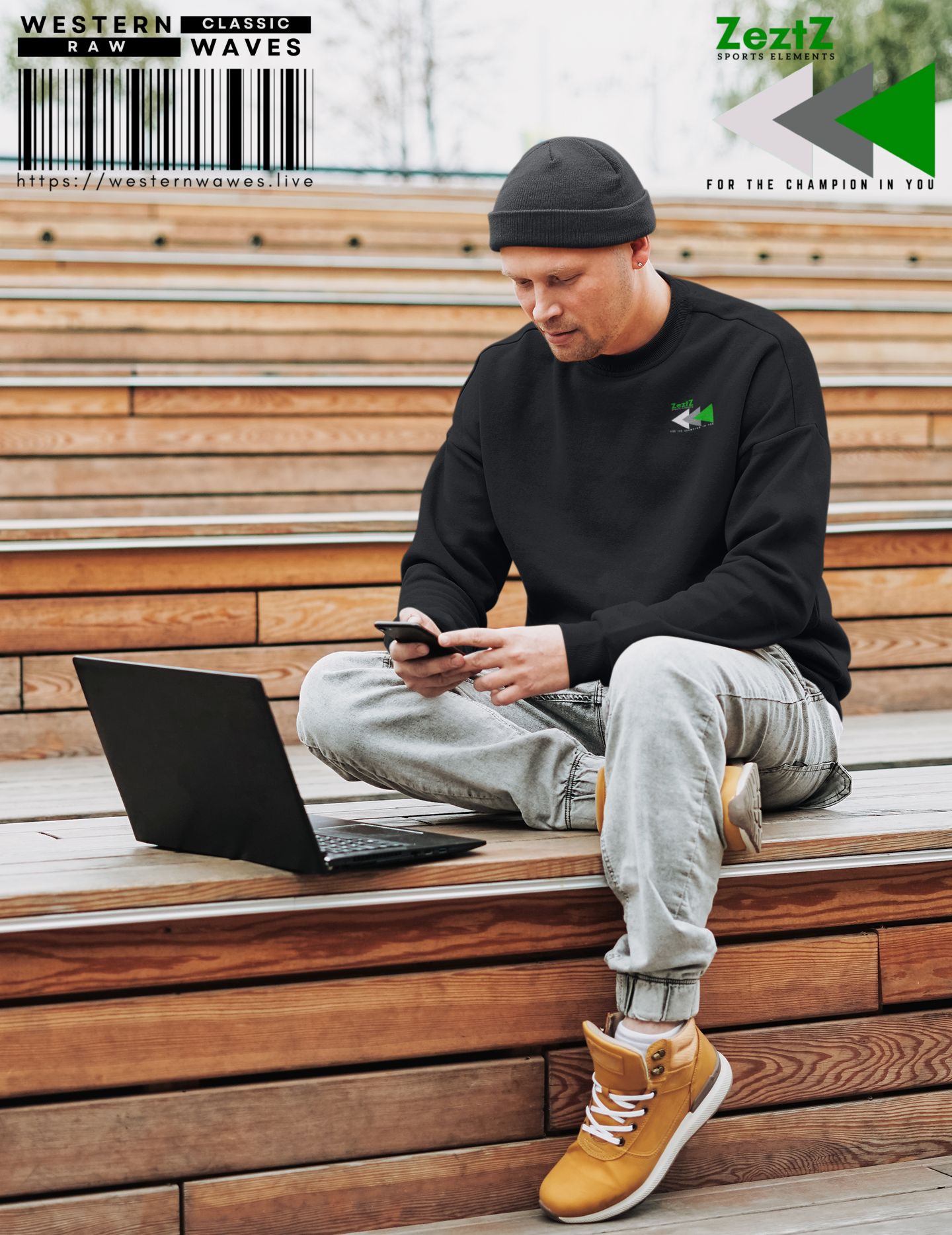 Men's Champion Crewneck Sweatshirt_ N5+ Series MCCNSS PT2WW001_ Limited Edition ZeztZ Brand Sports Element by WesternWaves: