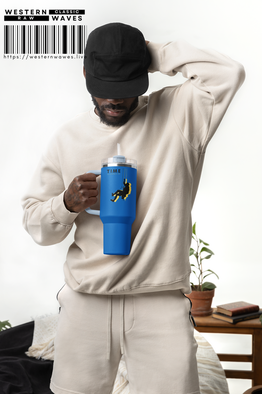 Adventure Insulated Travel Mug_ 40oz with Time & Freedom Design_ N7+ Series AITMUG PT2WW001_ Limited Edition by WesternWaves: