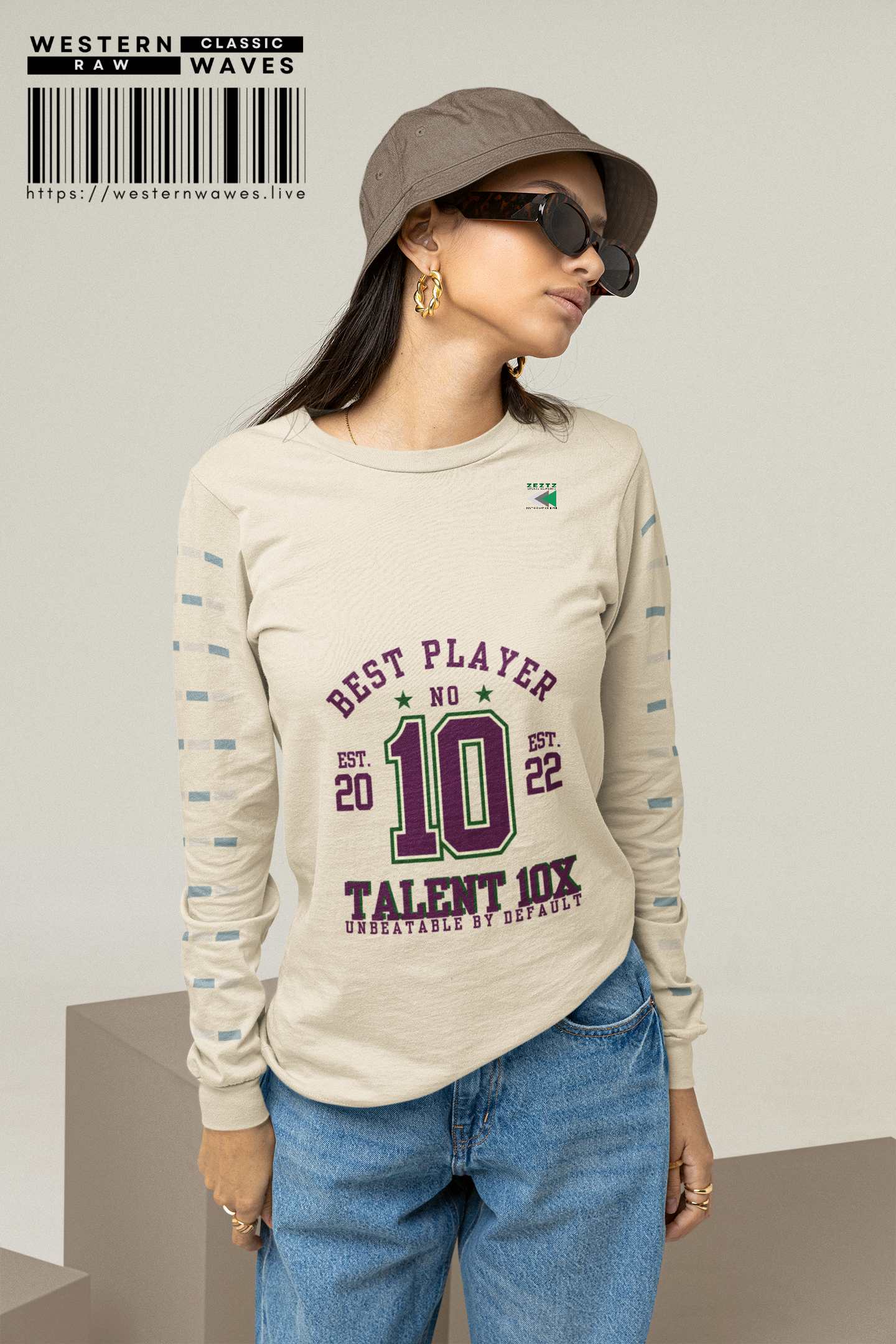 Unisex Classic Long Sleeve T-Shirt - Talent 10x, Perfect for Sports Lovers_ N6+ Series USCLSTS PT2WW001_ Limited Edition by WesternWaves: