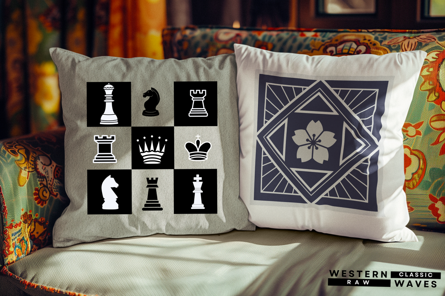 Woven Square Pillow_ N7+ Series WVENSPILLOW PT2WW001_ Limited Edition Perfect Home Décor & Gifts by WesternWaves: