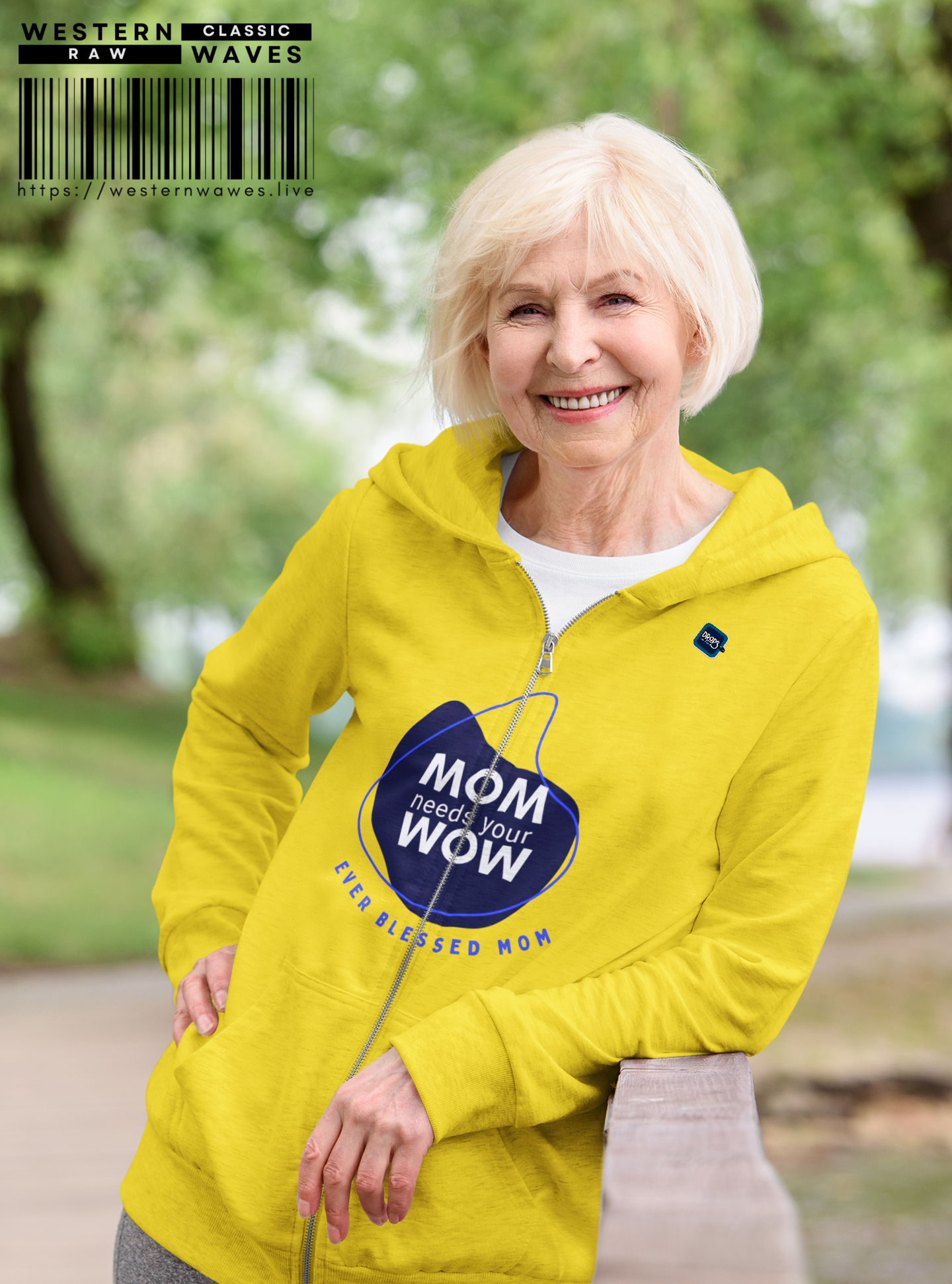 Unisex Full Zip Hoodie_ N7+ Series USFZHOODIE PT2WW001_ Limited Edition 'Mom Needs Your WOW' Inspirational Hoodie by WesternWaves: