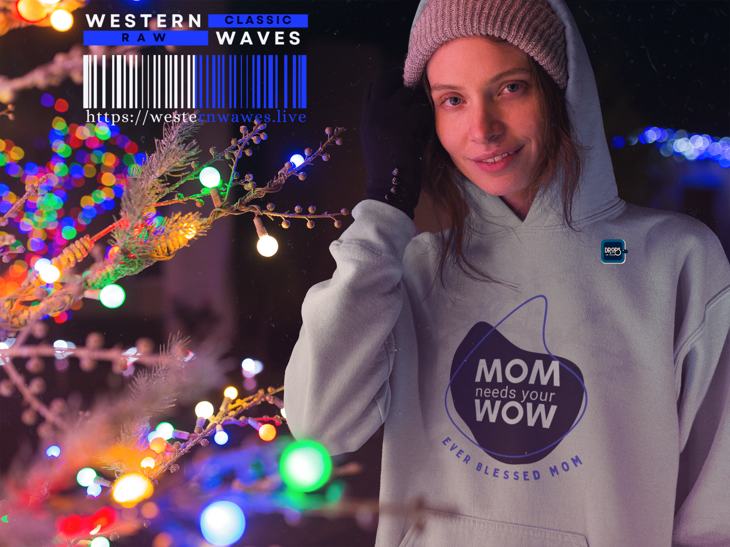 Unisex Full Zip Hoodie_ N7+ Series USFZHOODIE PT2WW001_ Limited Edition 'Mom Needs Your WOW' Inspirational Hoodie by WesternWaves: