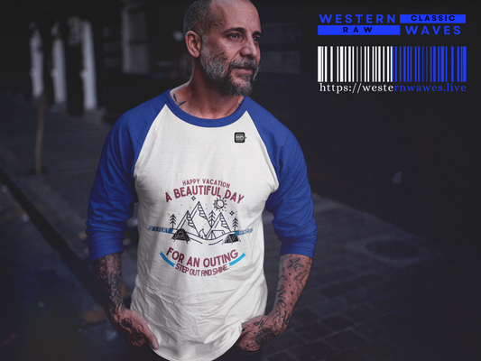 Unisex Three-Quarter Sleeve Raglan Shirt_ N7+ Series US3/4QSRSHIRT PT2WW001_ Limited Edition by WestenWaves: